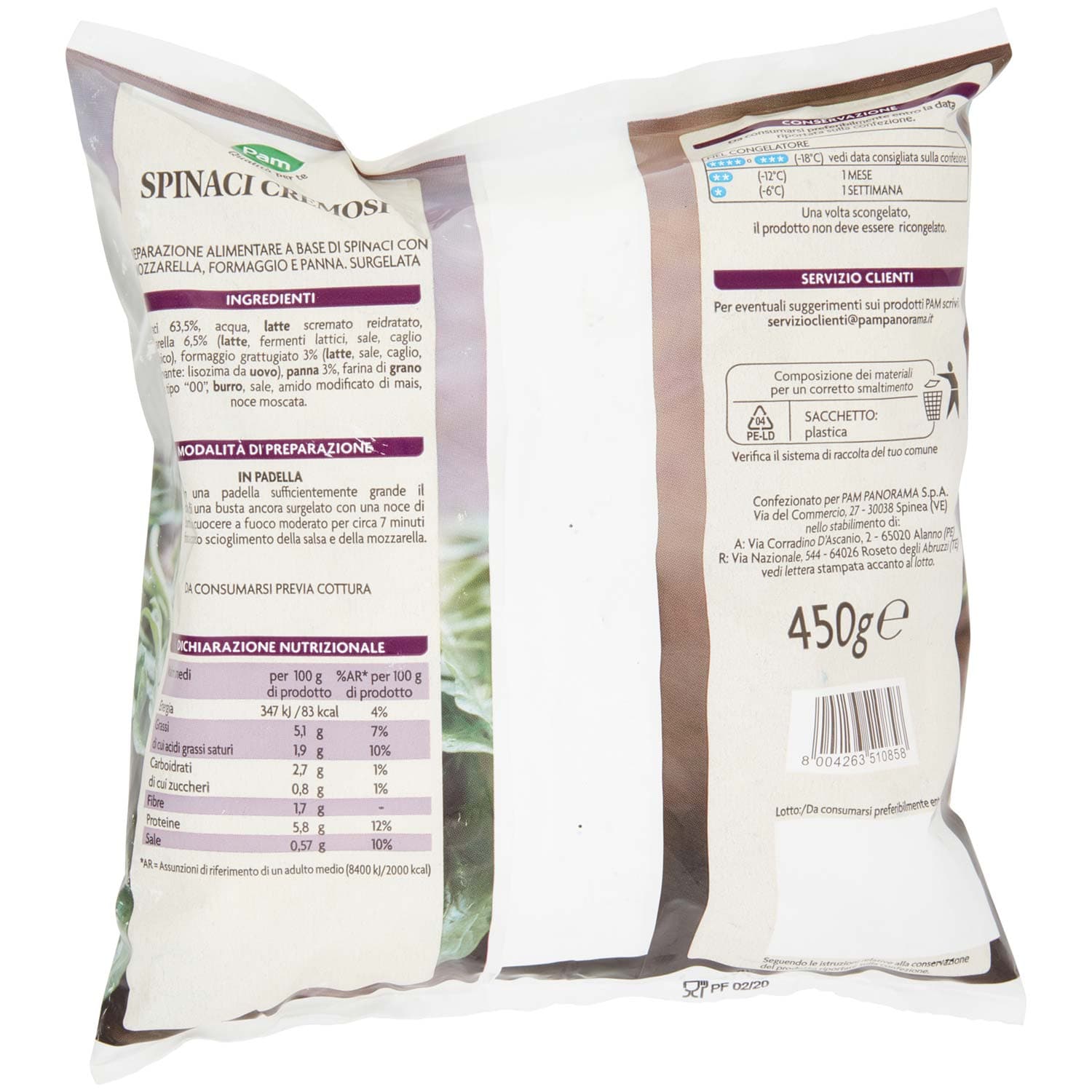 PAM PANORAMA Spinaci Cremosi surgelati 450 g – immagine 4