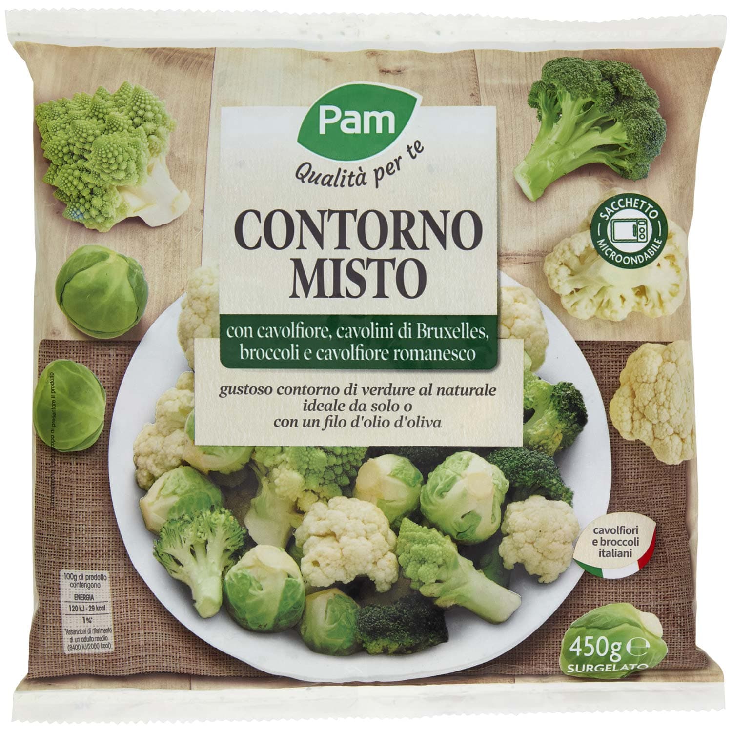 PAM Qualità per te Contorno Misto cavolfiore,cavolini Bruxelles,broccoli,cavolfiore romanesco 450 g – immagine 2