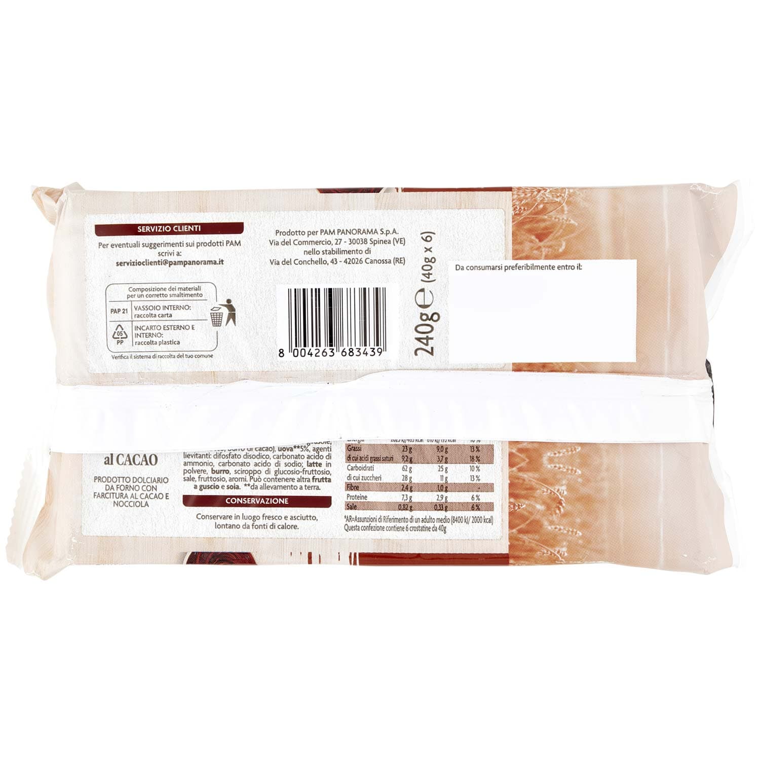 PAM PANORAMA Crostatina al cacao 240g (40g x 6) – immagine 4