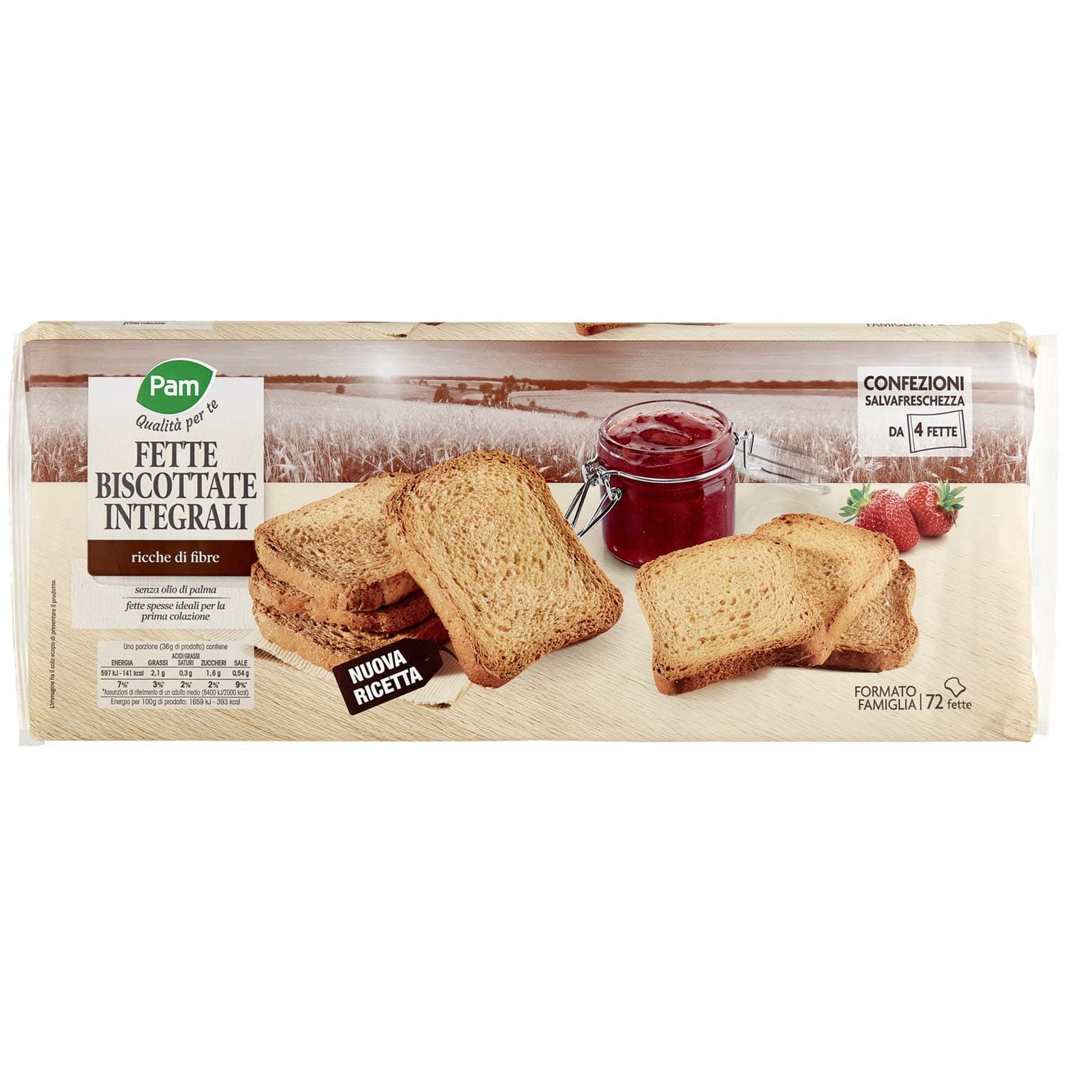 PAM Qualità per te Fette Biscottate Integrali 18 x 36 g – immagine 2