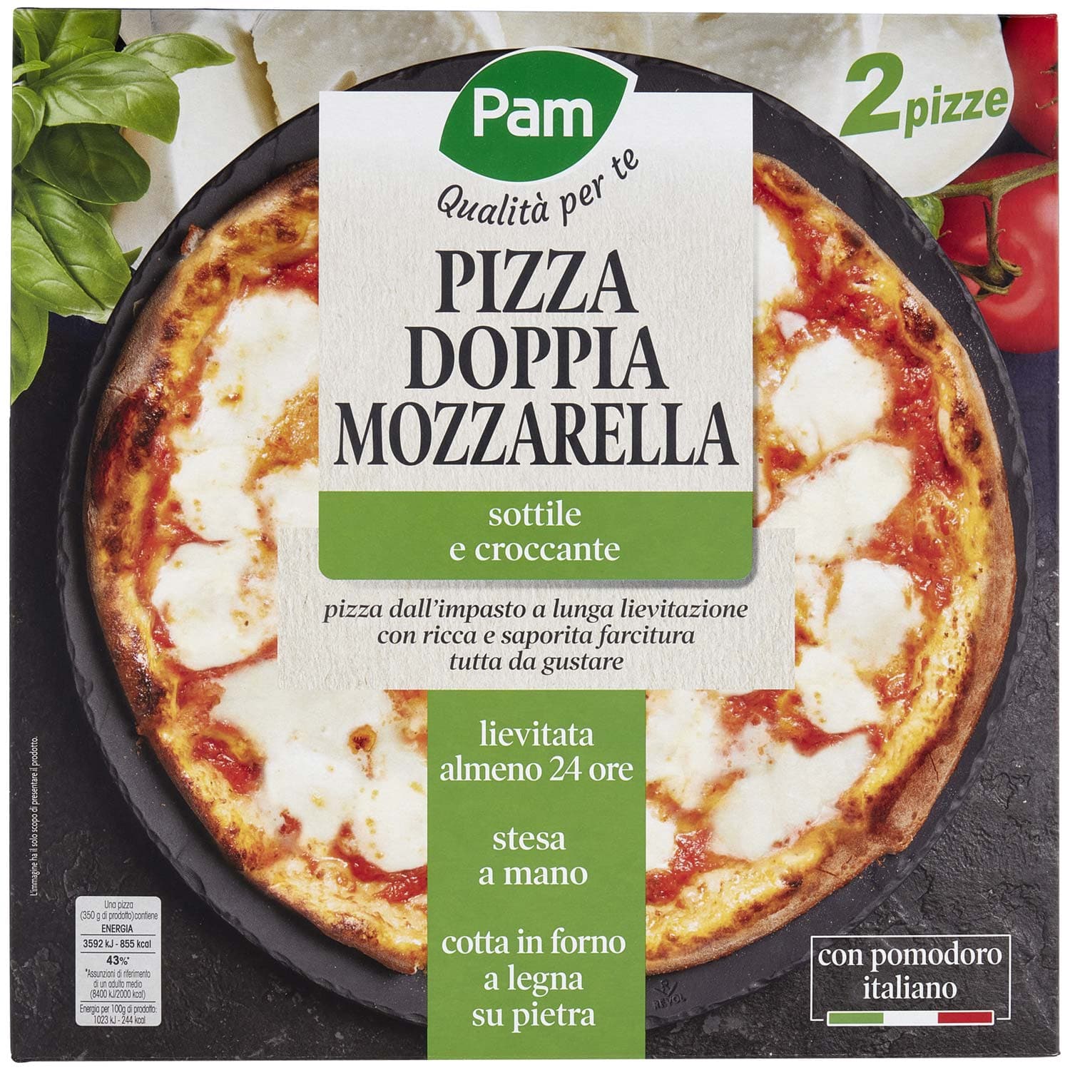 PAM PANORAMA 2 Pizze Doppia Mozzarella surgelate 700g (350g x 2) – immagine 2