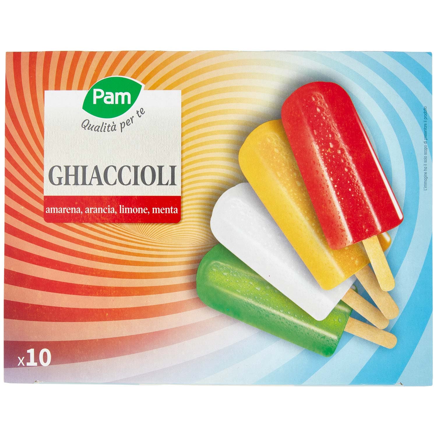 PAM Qualità per te Ghiaccioli amarena, arancia, limone, menta 10 x 70 g Ghiacciolo all'amarena: Ghiacciolo all'arancia: Ghiacciolo al limone: Ghiacciolo al gusto menta: – immagine 2
