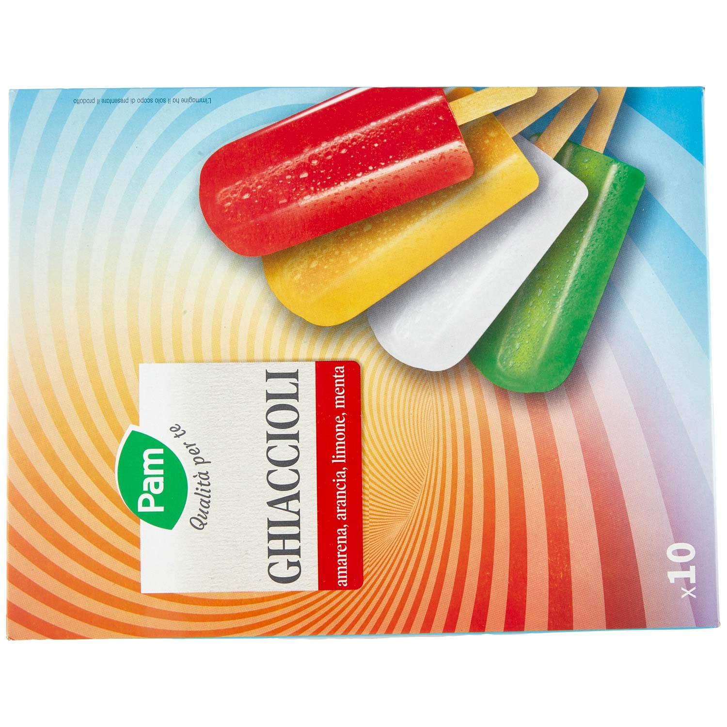 PAM Qualità per te Ghiaccioli amarena, arancia, limone, menta 10 x 70 g Ghiacciolo all'amarena: Ghiacciolo all'arancia: Ghiacciolo al limone: Ghiacciolo al gusto menta: – immagine 4