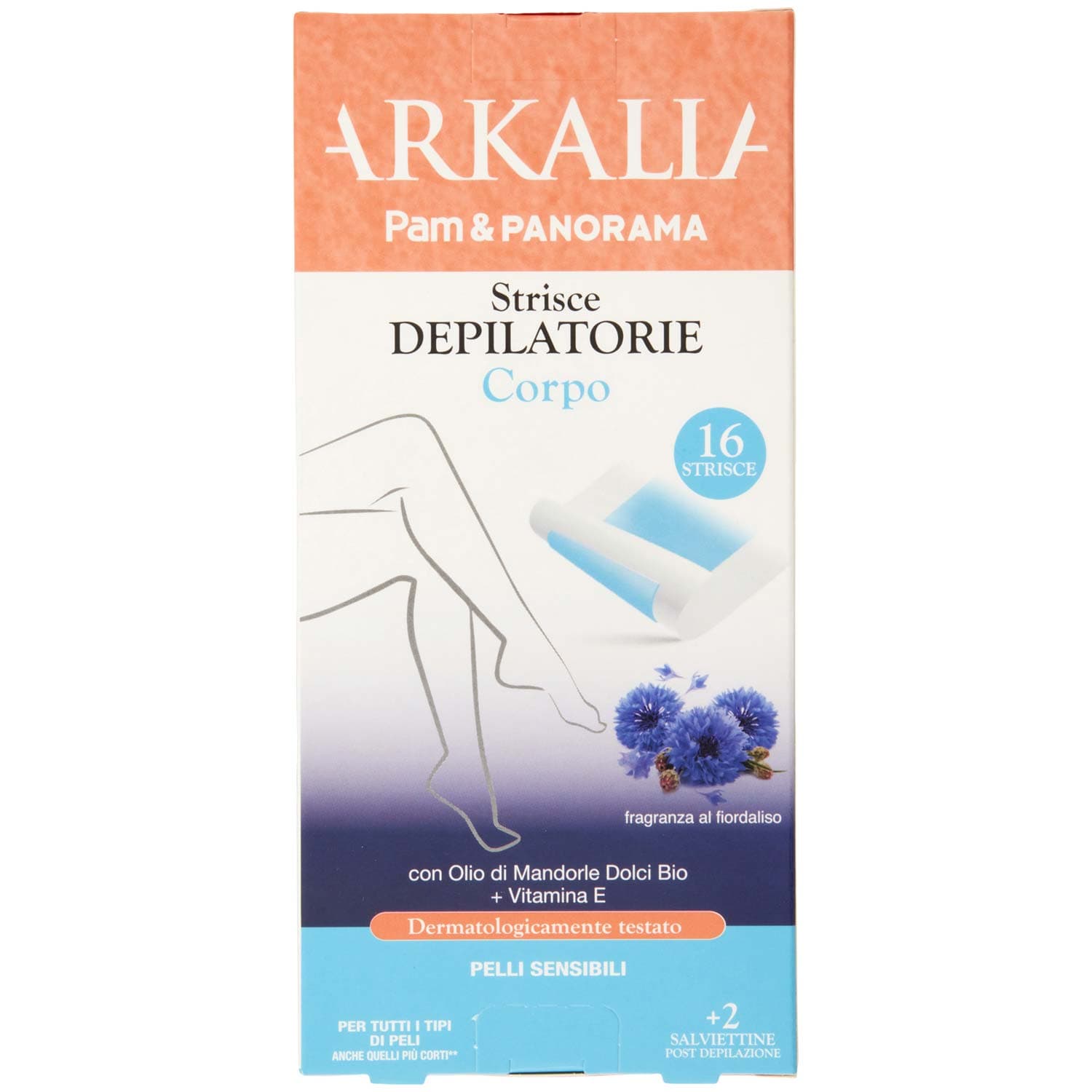 ARKALIA Strisce Depilatorio Corpo Pelli Sensibili 16 pz + 2 Salviettine Post Depilazione – immagine 2