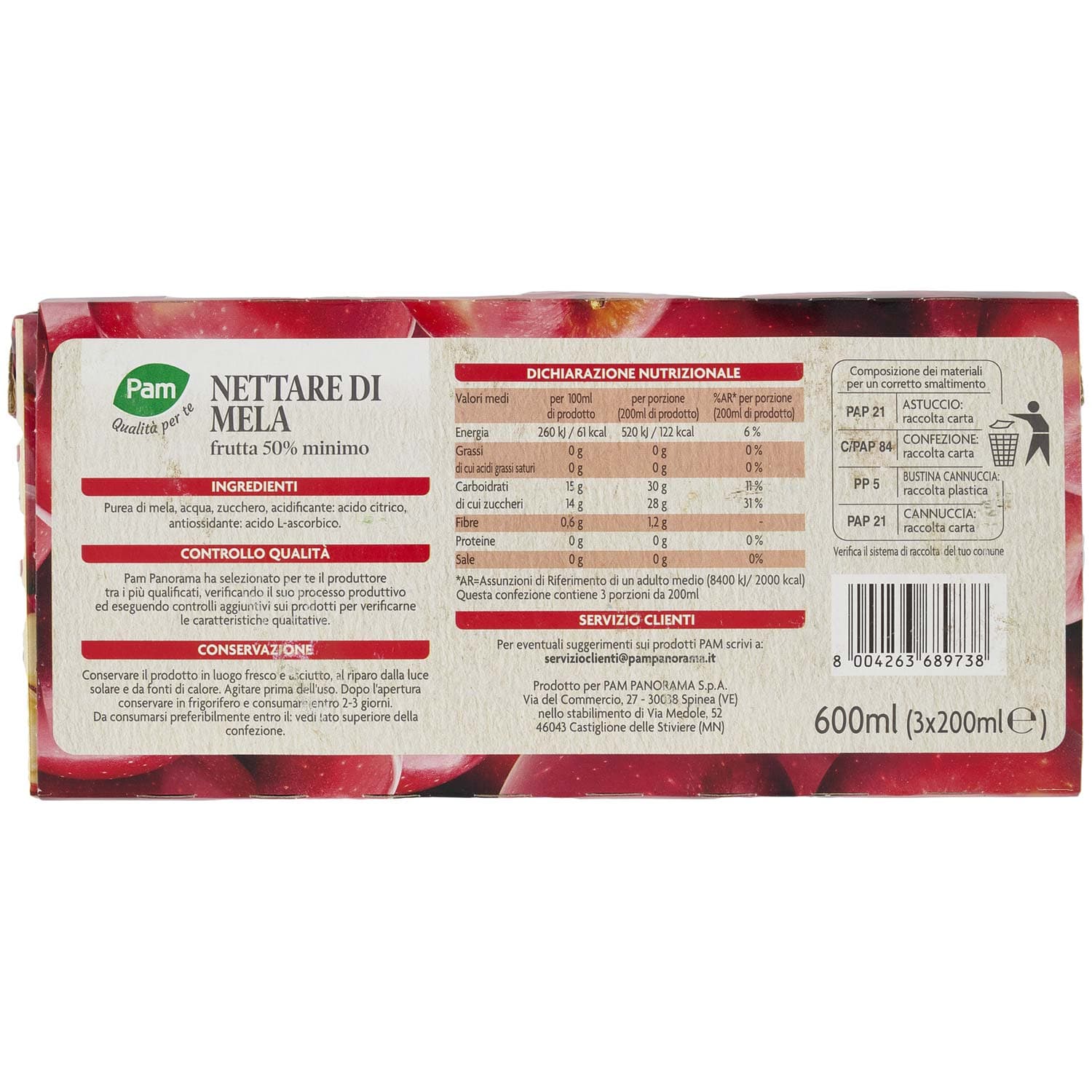 PAM Qualità per te Nettare Mela 3 x 200 ml – immagine 4