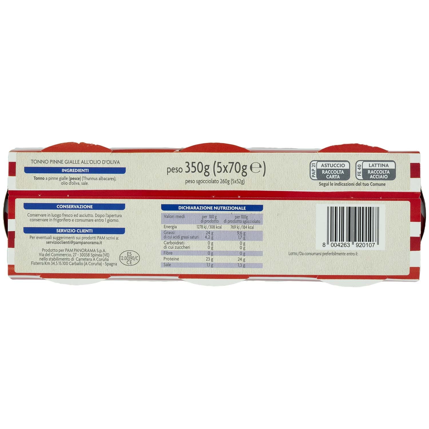 PAM Qualità per te Tonno all'Olio di Oliva 5 x 70 g – immagine 7