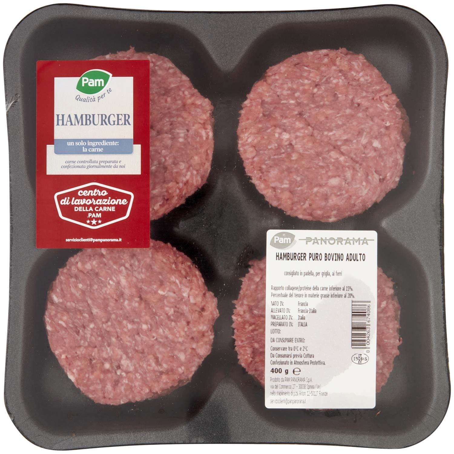 PAM Qualità per te Hamburger Puro Bovino Adulto 400 g – immagine 2