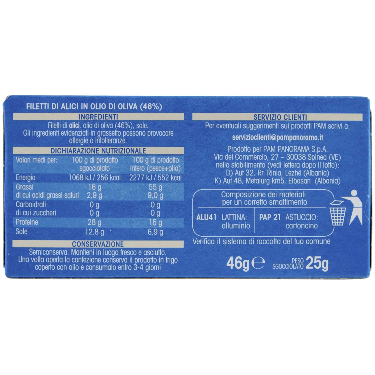 PAM Qualità per te Filetti di Alici Distese in olio di oliva 46 g – immagine 4