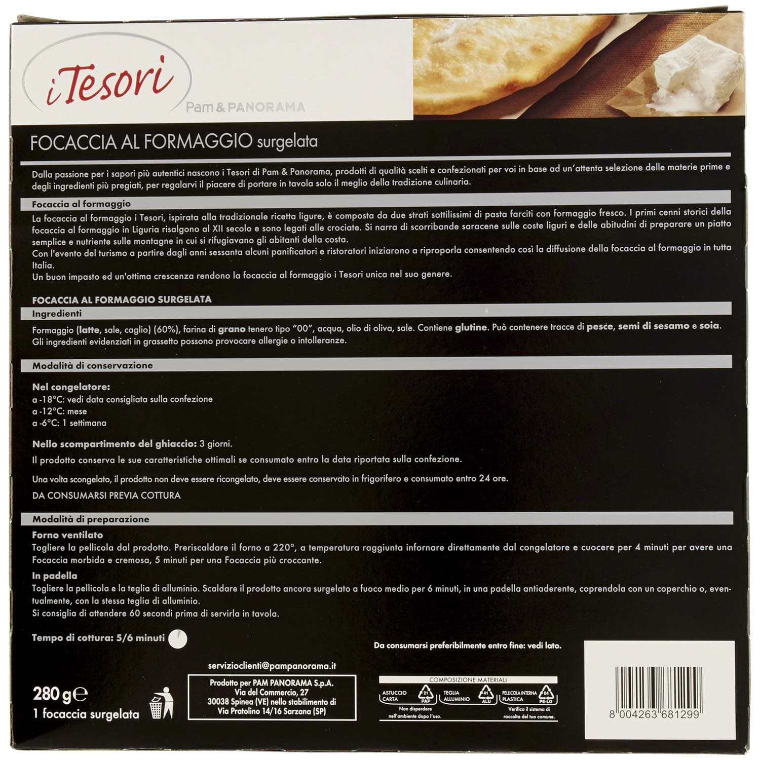 I TESORI Focaccia al Formaggio surgelata 280 g – immagine 4