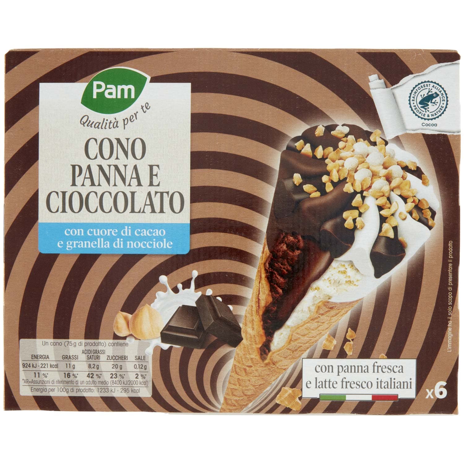 PAM PANORAMA Coni panna e cioccolato 450g (75g x 6) – immagine 2