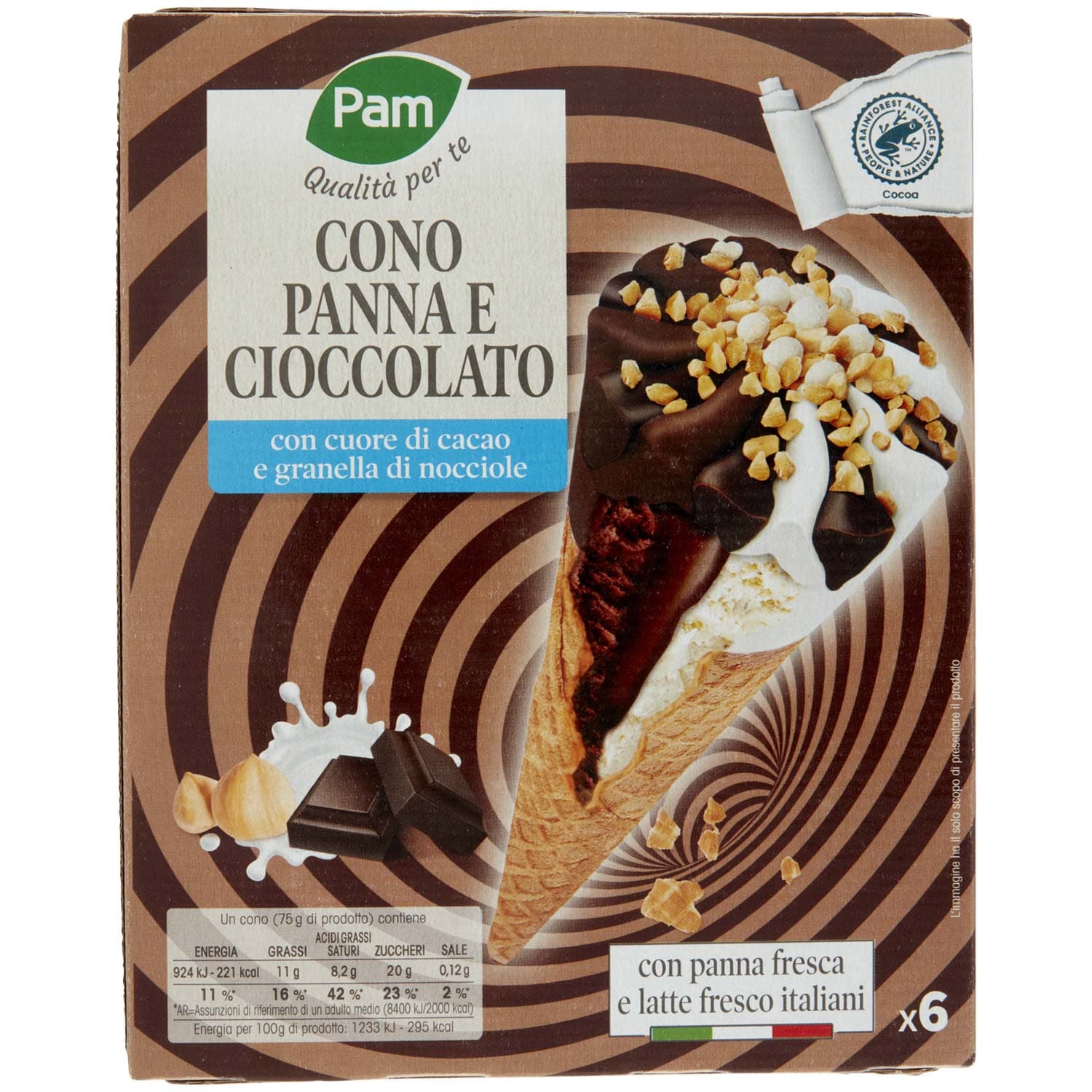 PAM PANORAMA Coni panna e cioccolato 450g (75g x 6) – immagine 4