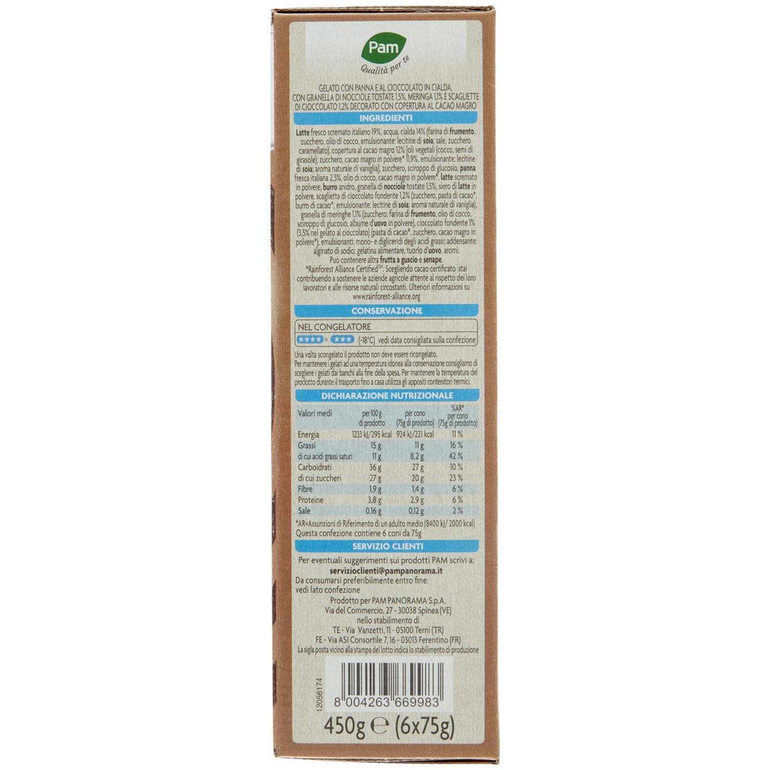 PAM PANORAMA Coni panna e cioccolato 450g (75g x 6) – immagine 6