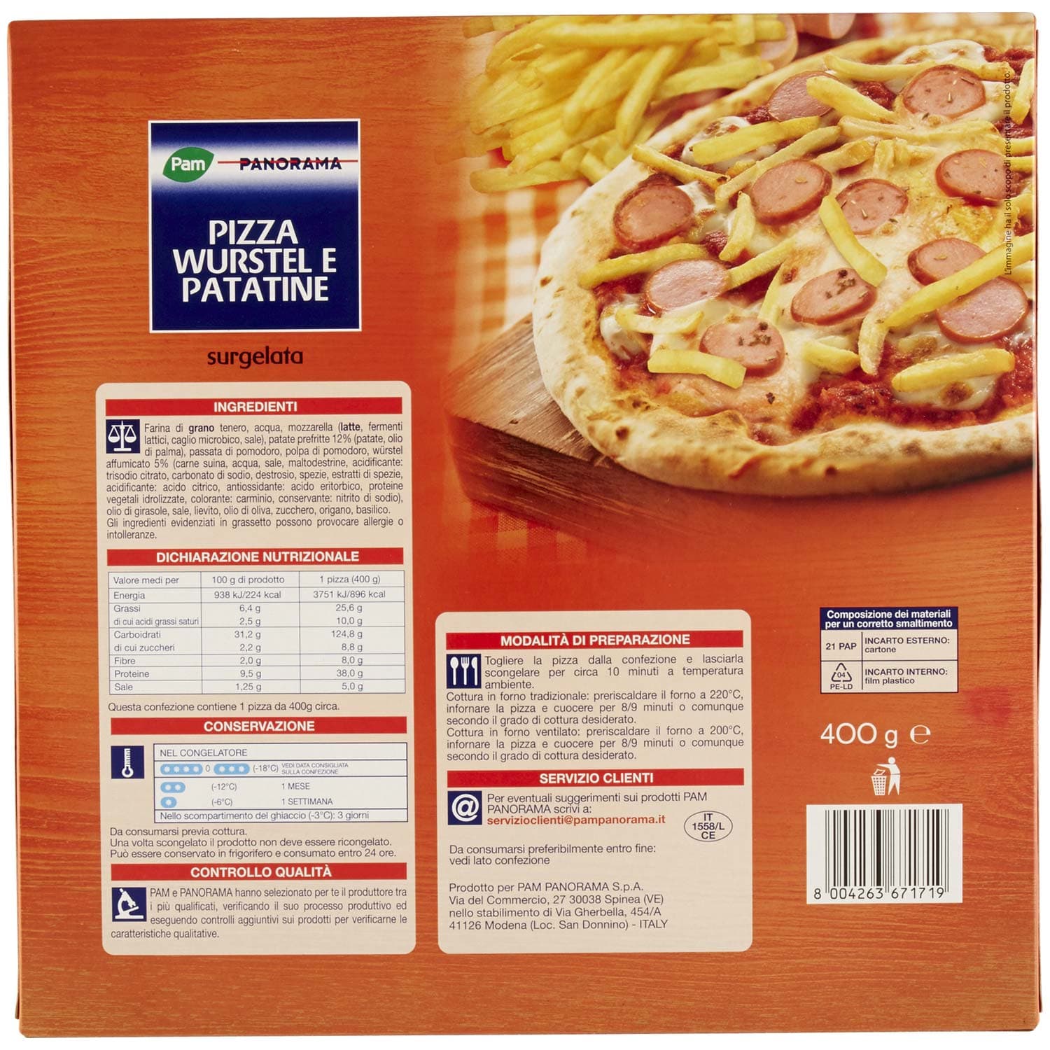 PAM PANORAMA Pizza Wurstel e Patatine surgelata 400 g – immagine 4