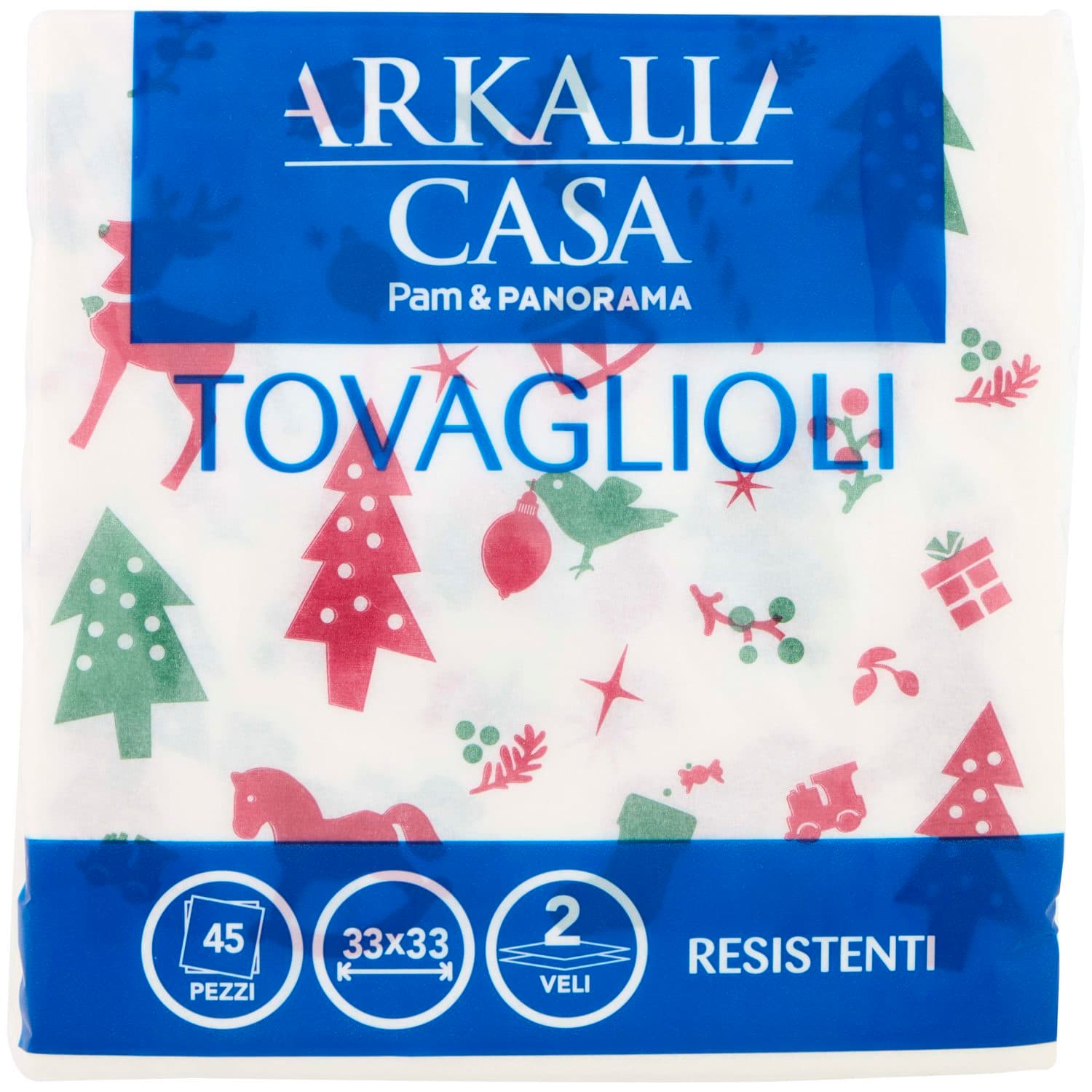 ARKALIA CASA Tovaglioli Decoro Natale 33x33 2 Veli 45 pz – immagine 2