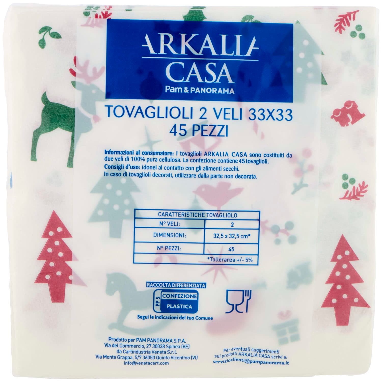 ARKALIA CASA Tovaglioli Decoro Natale 33x33 2 Veli 45 pz – immagine 4