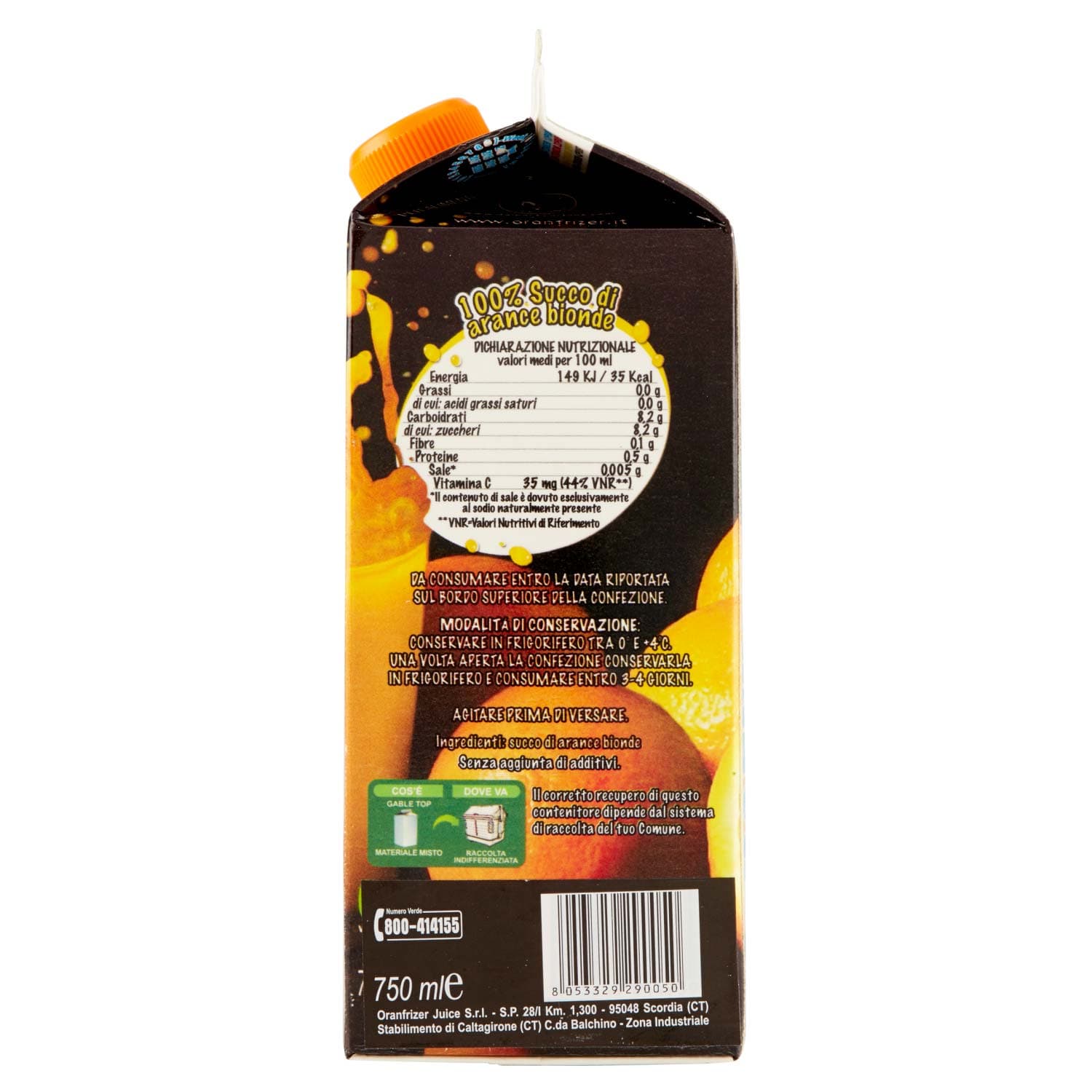 Oranfrizer Premium Quality 100% Spremuta di arance bionde 750 ml – immagine 5