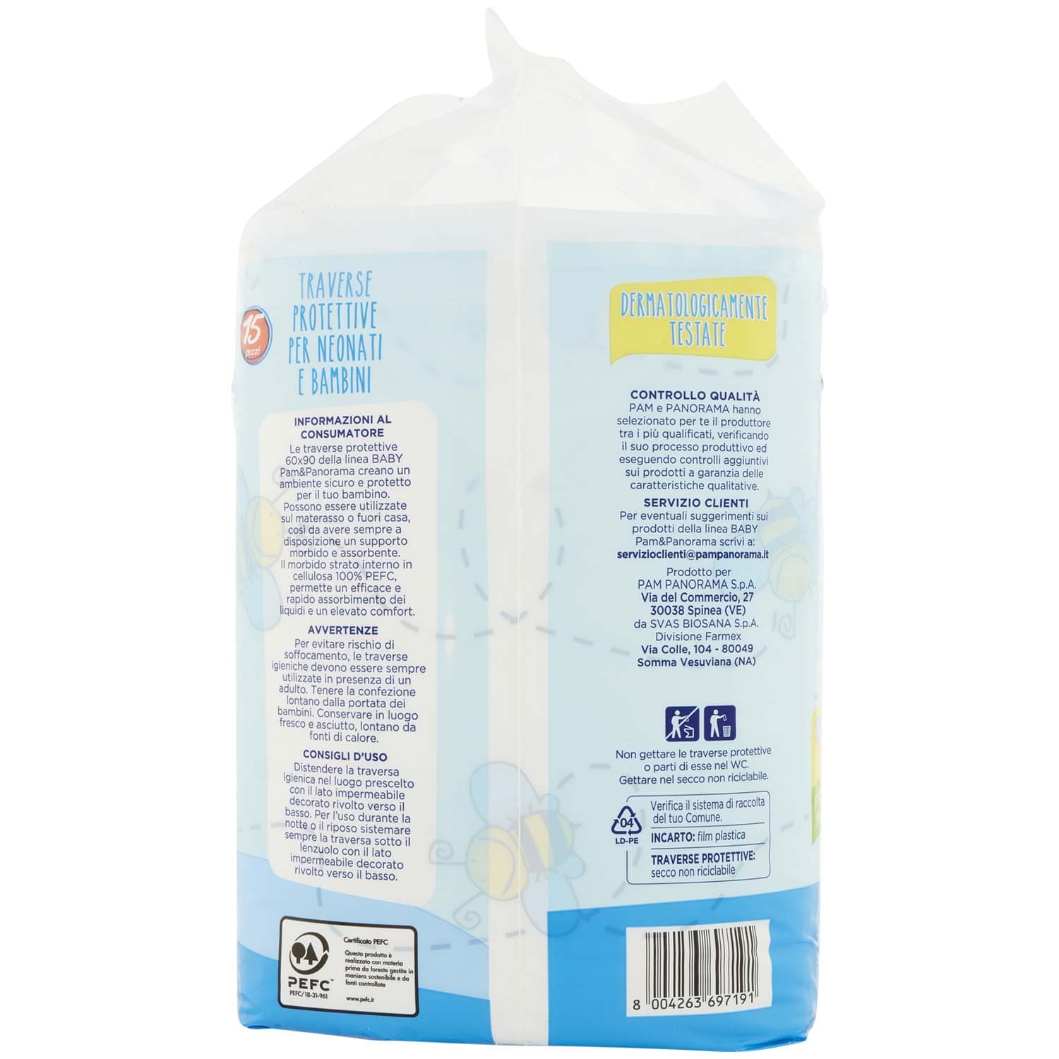 PAM PANORAMA Linea Baby Traverse Protettive salvaletto 60x90 cm 15 pz – immagine 3