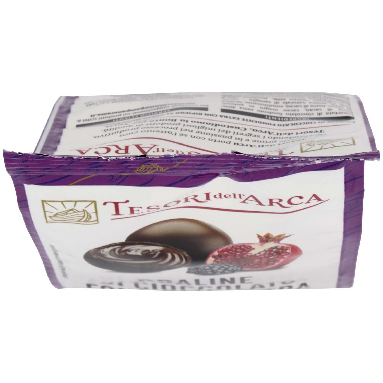 TESORI DELL'ARCA Praline di Cioccolato Fondente Extra con Ripieno al Gusto Mora e Melagrana 90 g – immagine 6