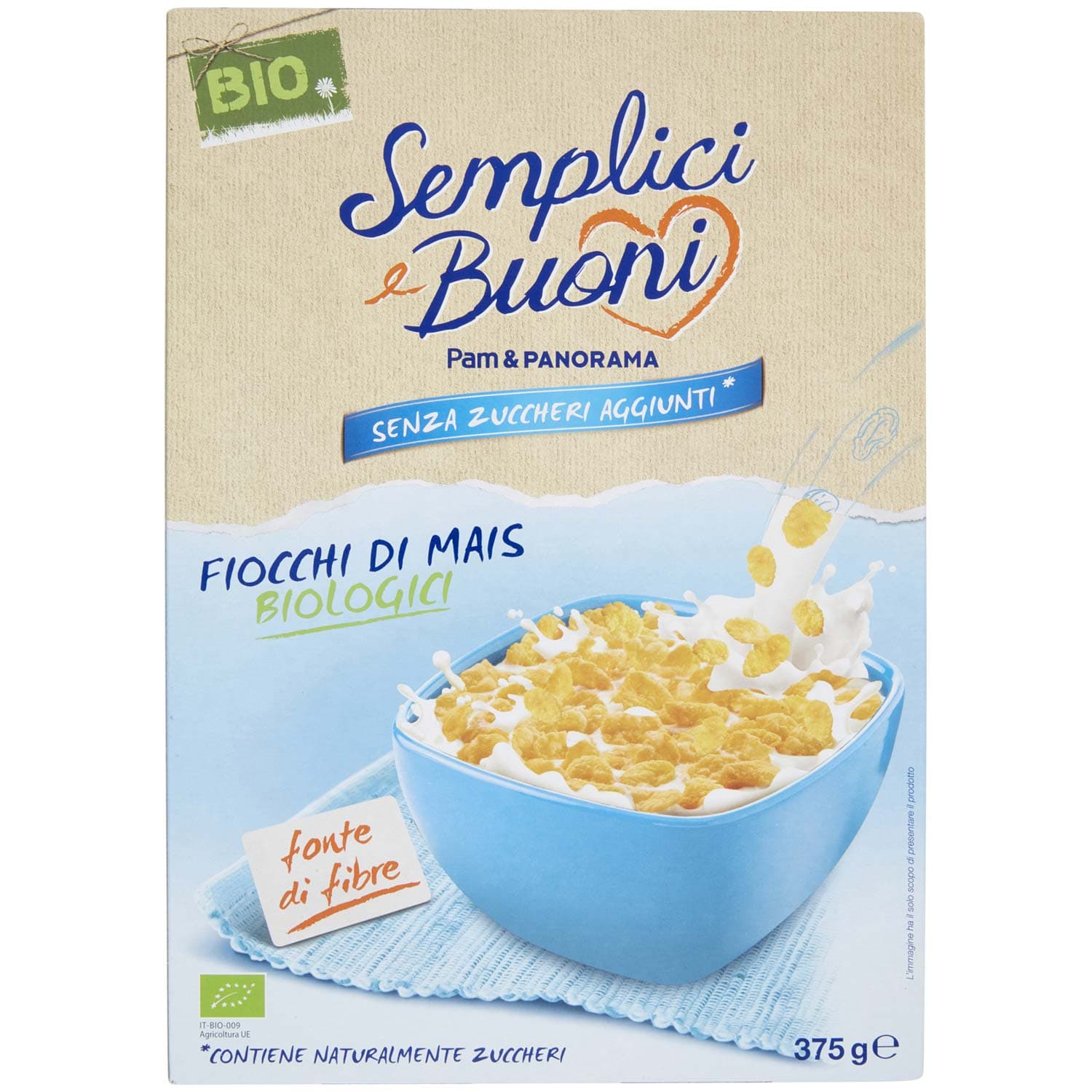 SEMPLICI E BUONI Senza Zuccheri Aggiunti Fiocchi di Mais Biologici 375 g – immagine 2