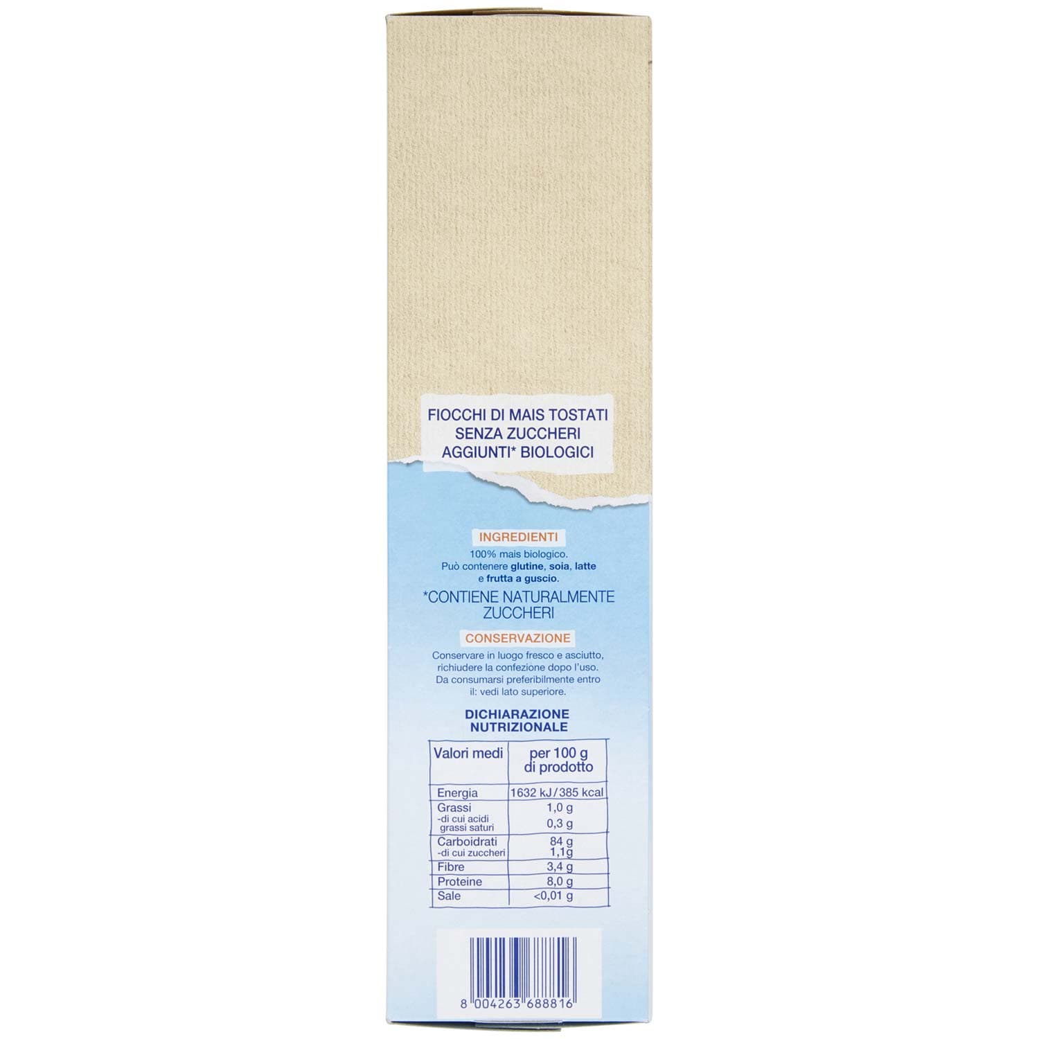 SEMPLICI E BUONI Senza Zuccheri Aggiunti Fiocchi di Mais Biologici 375 g – immagine 3