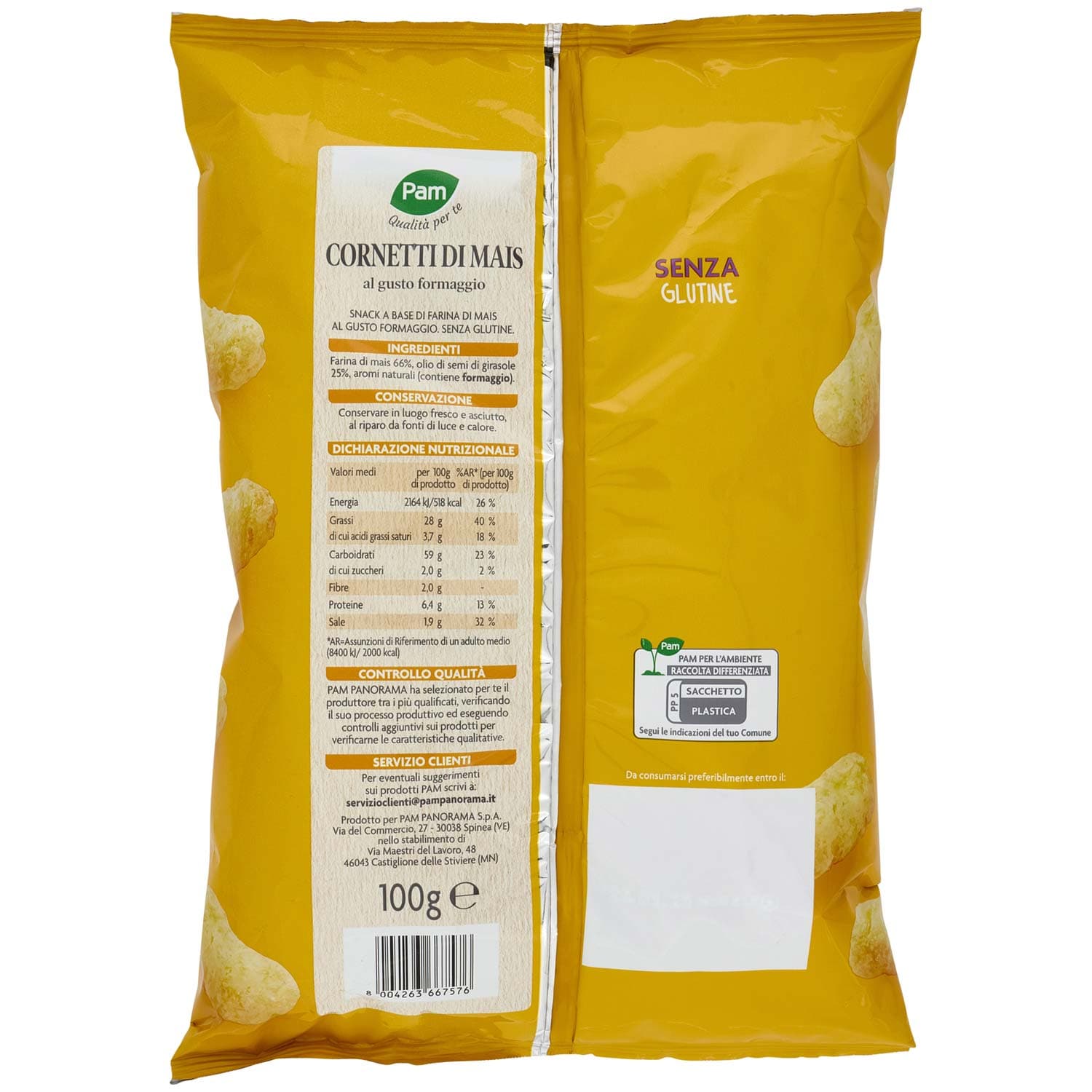 PAM Qualità per te Cornetti di Mais al gusto formaggio 100 g – immagine 4