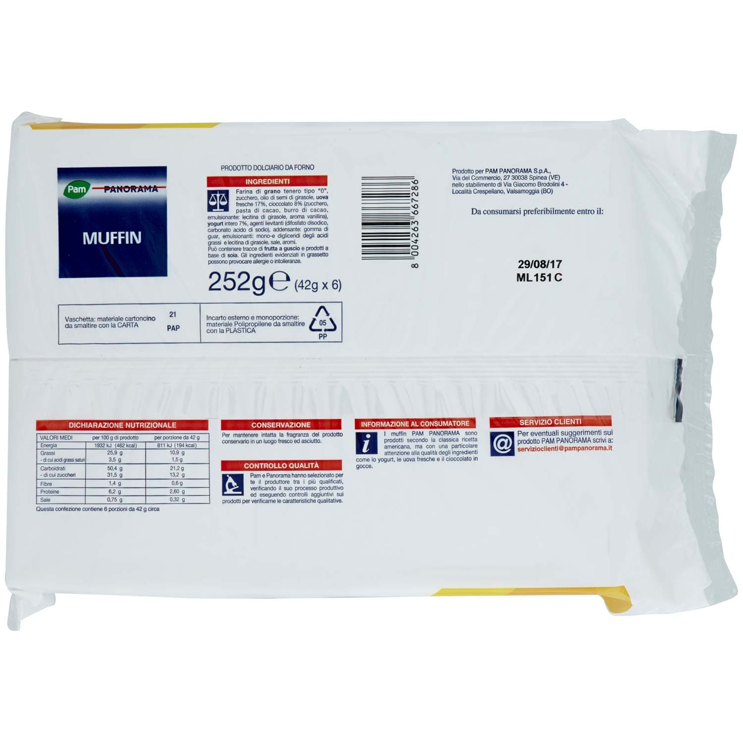 PAM PANORAMA Muffin 252g (42g x 6) – immagine 4