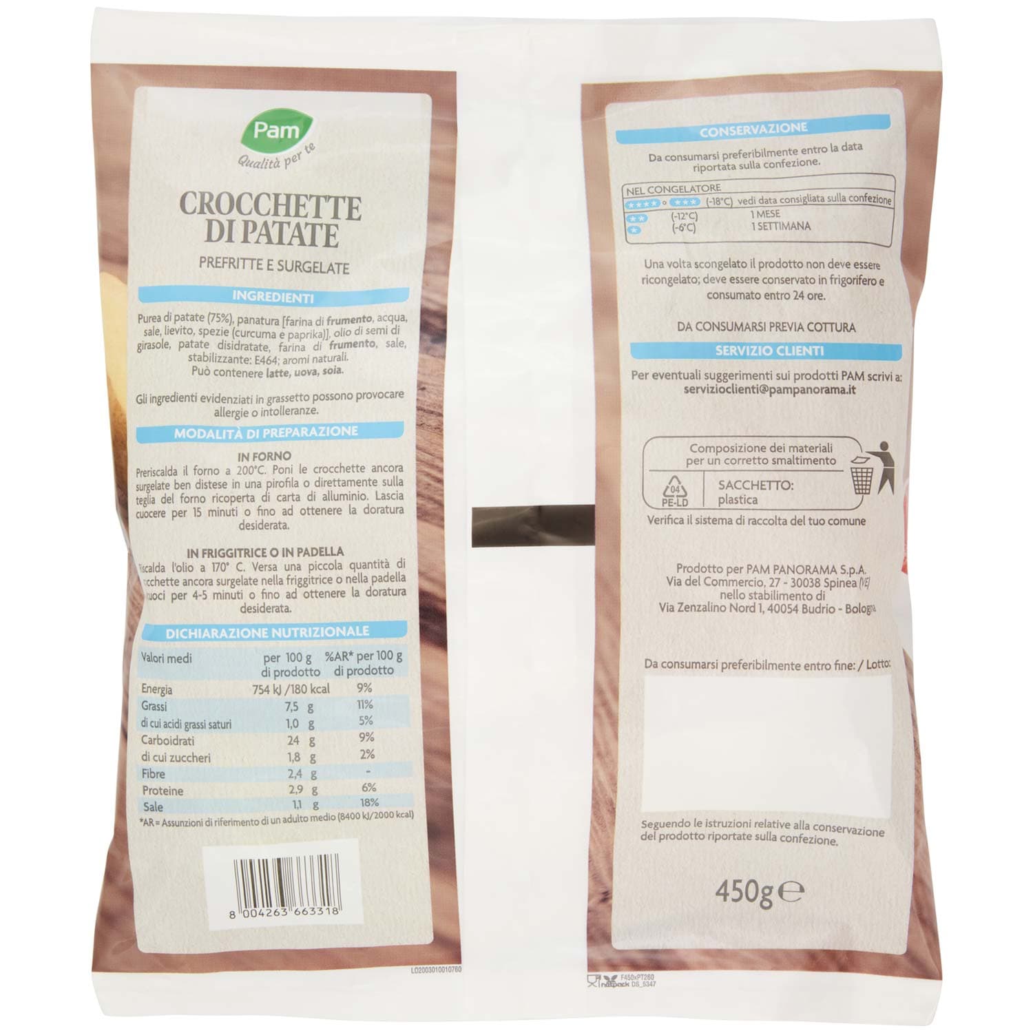 PAM Qualità per te Crocchette di Patate prefritte Surgelate 450 g – immagine 4