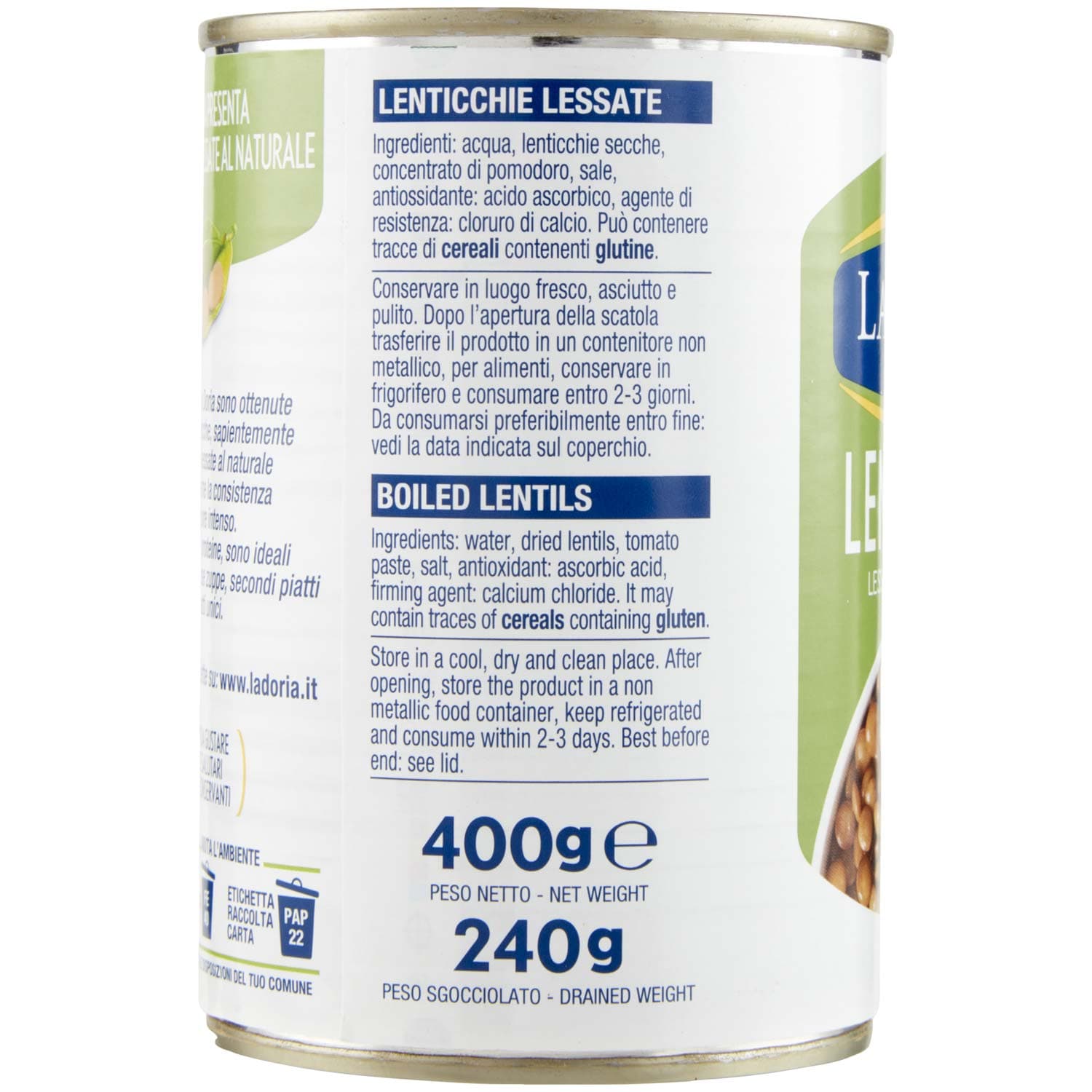 Lenticchie lessate al naturale La Doria 400 g 240 g – immagine 3