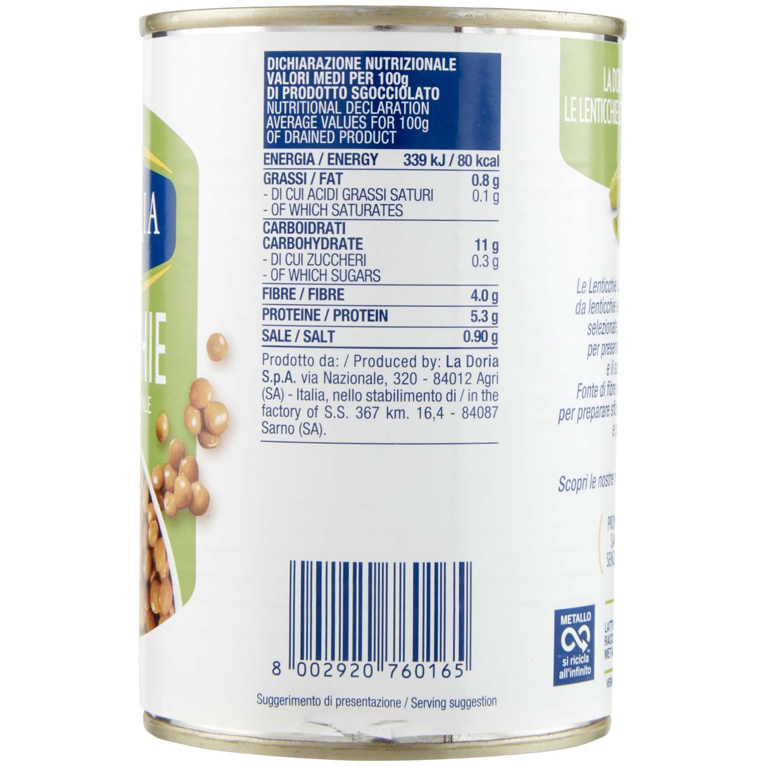Lenticchie lessate al naturale La Doria 400 g 240 g – immagine 5