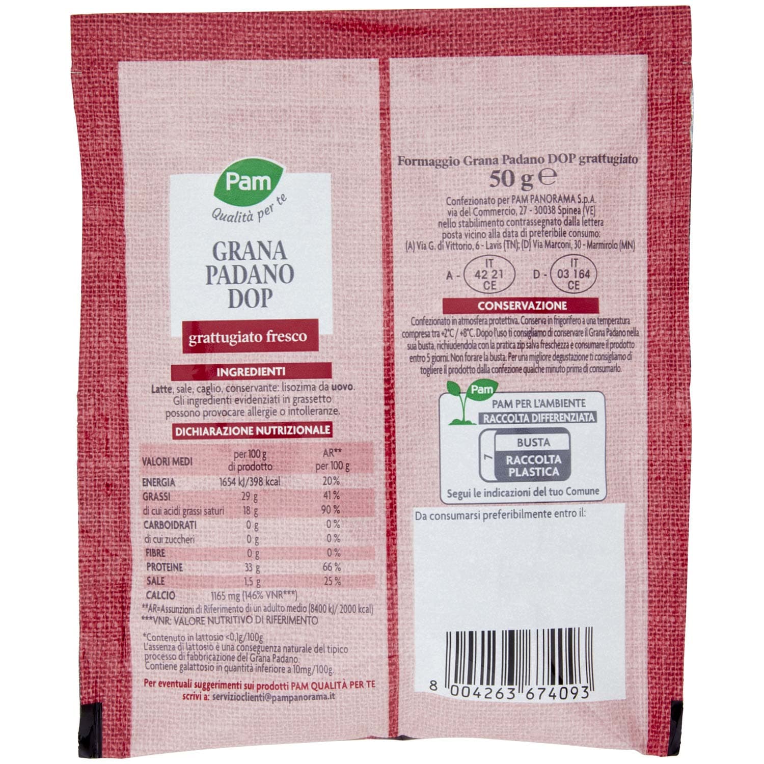 PAM PANORAMA Grana Padano D.O.P. grattugiato 50 g – immagine 4