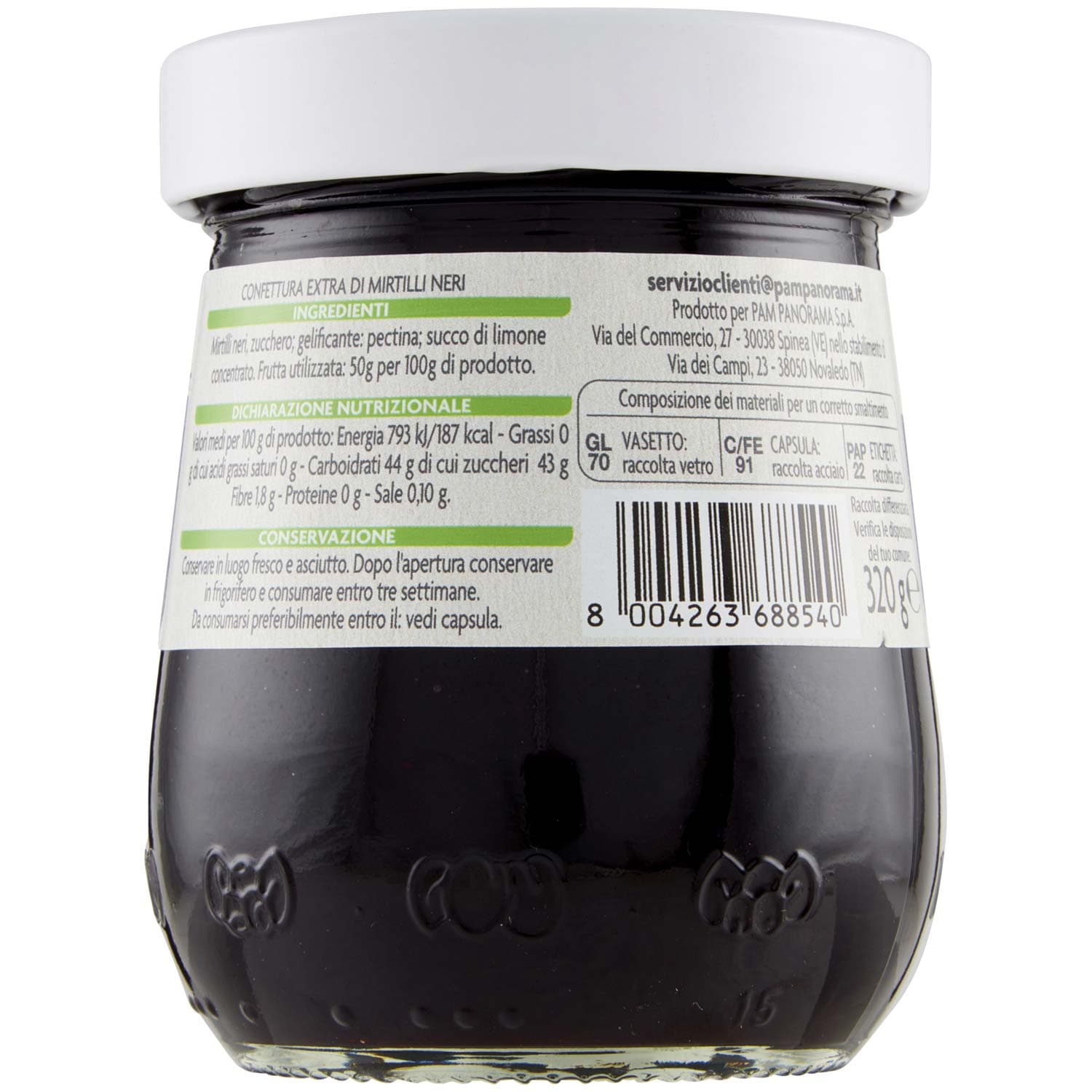 PAM Qualità per te Confettura Extra di mirtilli neri 320 g – immagine 4