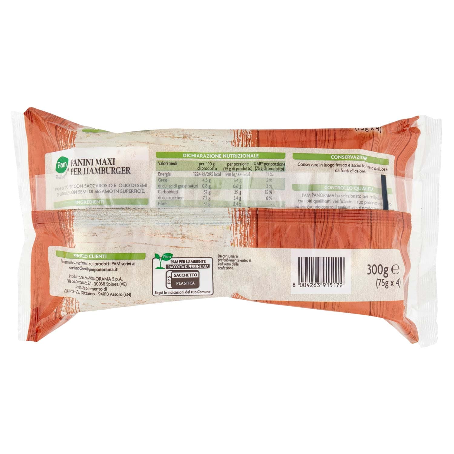 PAM Qualità per te Panini Maxi per Hamburger 4 x 75 g – immagine 4