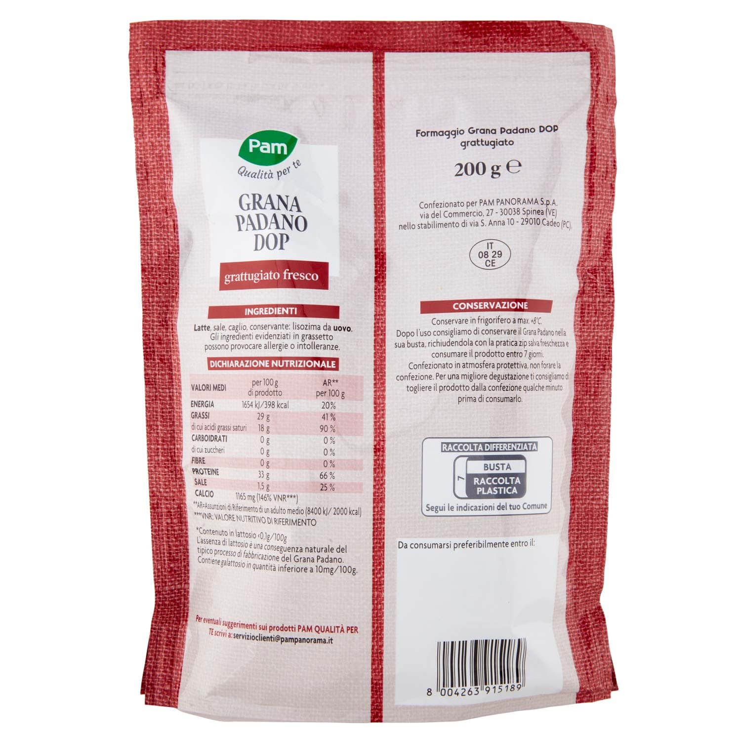 PAM Qualità per te Grana Padano DOP grattugiato fresco 200 g – immagine 4