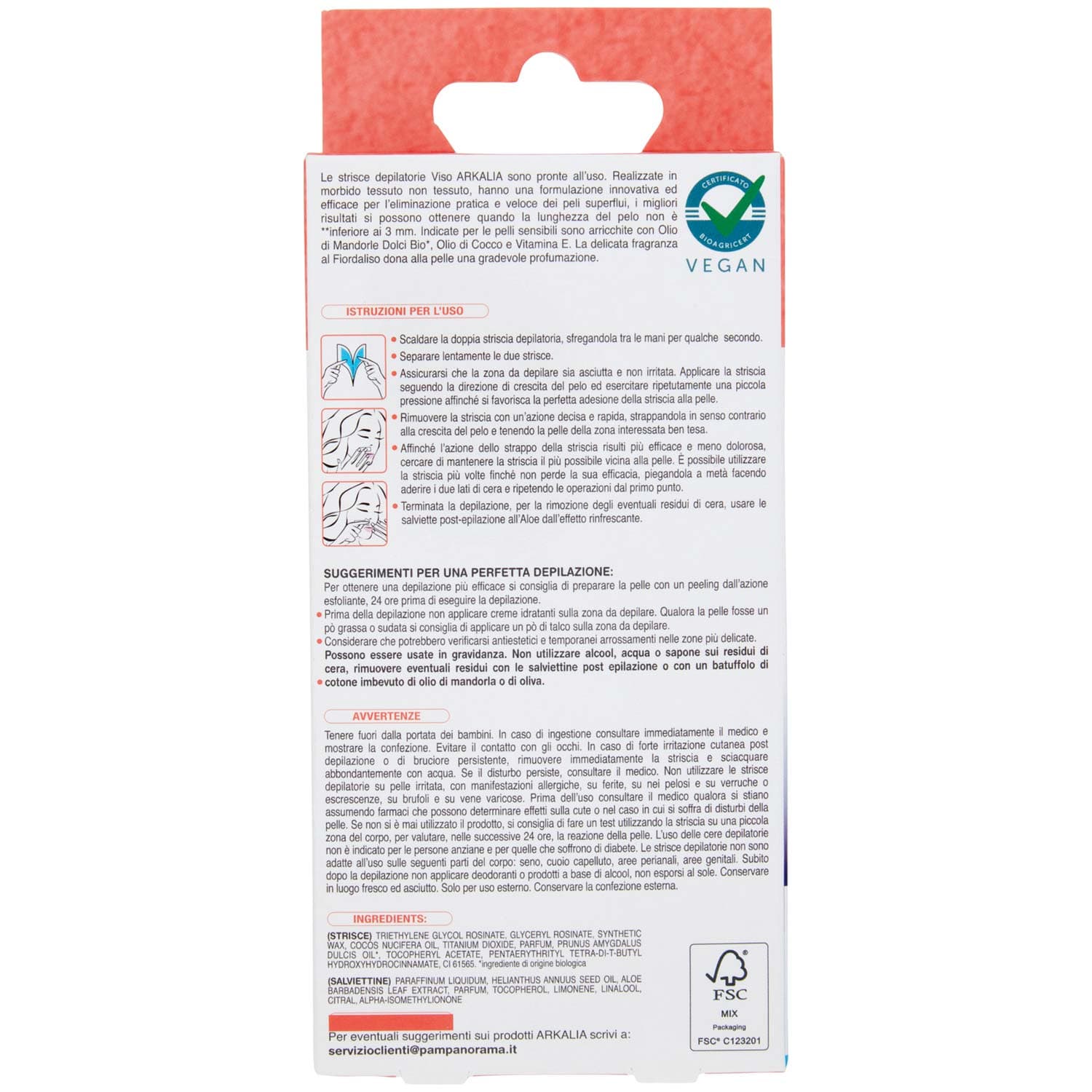 ARKALIA Strisce Depilatorie Viso Pelli Sensibili 16 Strisce + 3 Salviettine Post Depilazione – immagine 4