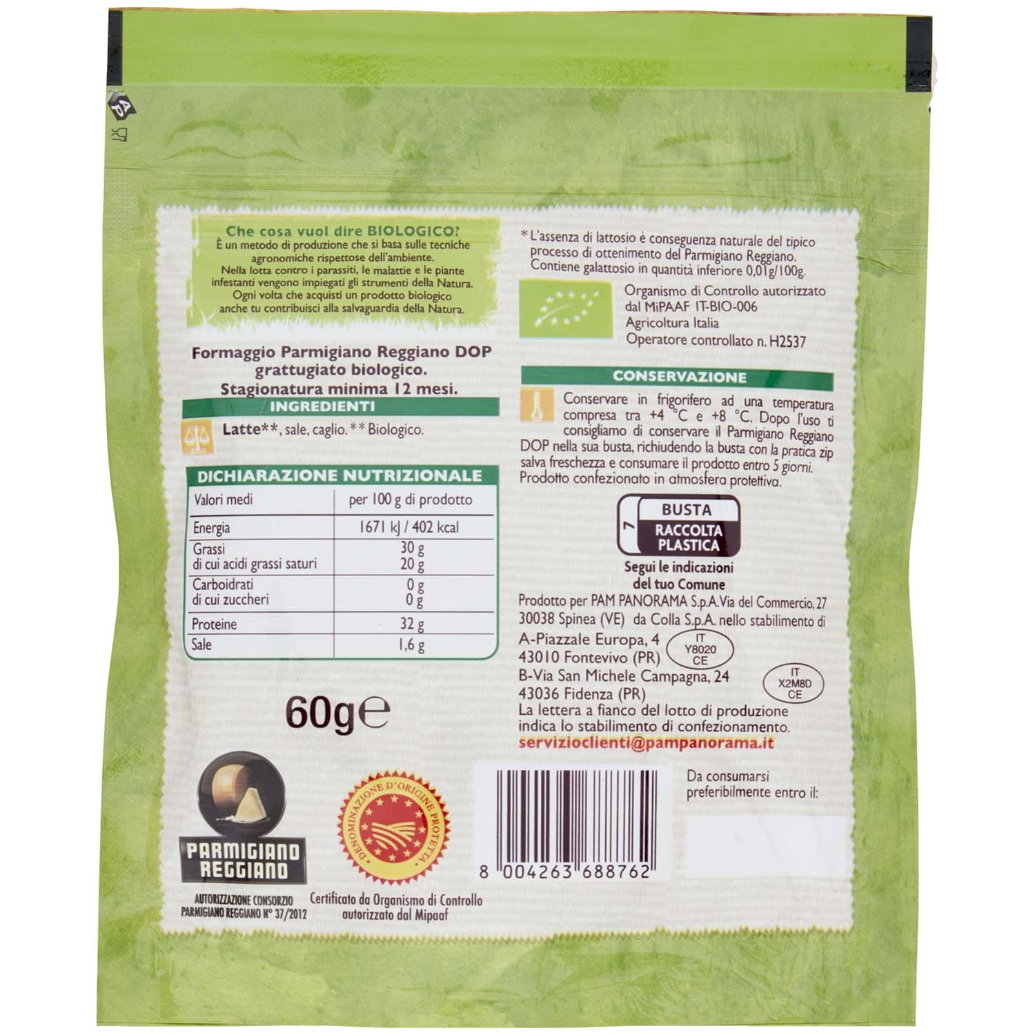BIO Parmigiano Reggiano DOP Biologico Grattugiato 60 g – immagine 4
