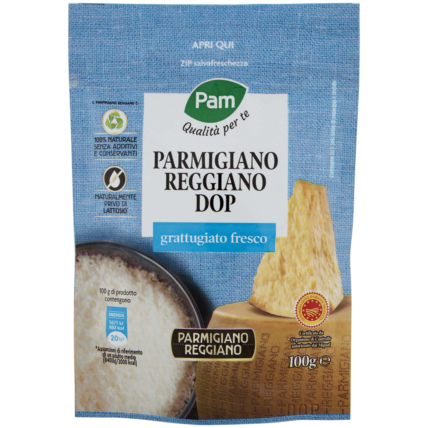 PAM Qualità per te Parmigiano Reggiano DOP grattugiato fresco 100 g – immagine 2