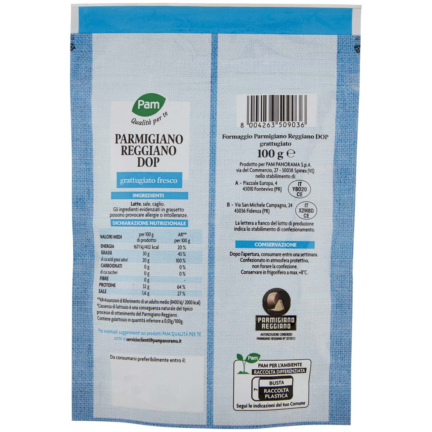 PAM Qualità per te Parmigiano Reggiano DOP grattugiato fresco 100 g – immagine 4