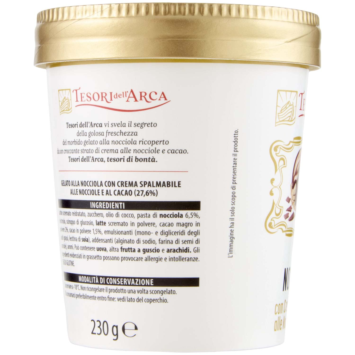 TESORI DELL'ARCA Gelato Nocciola con Crema Spalmabile alle Nocciole e Cacao 230 g – immagine 3