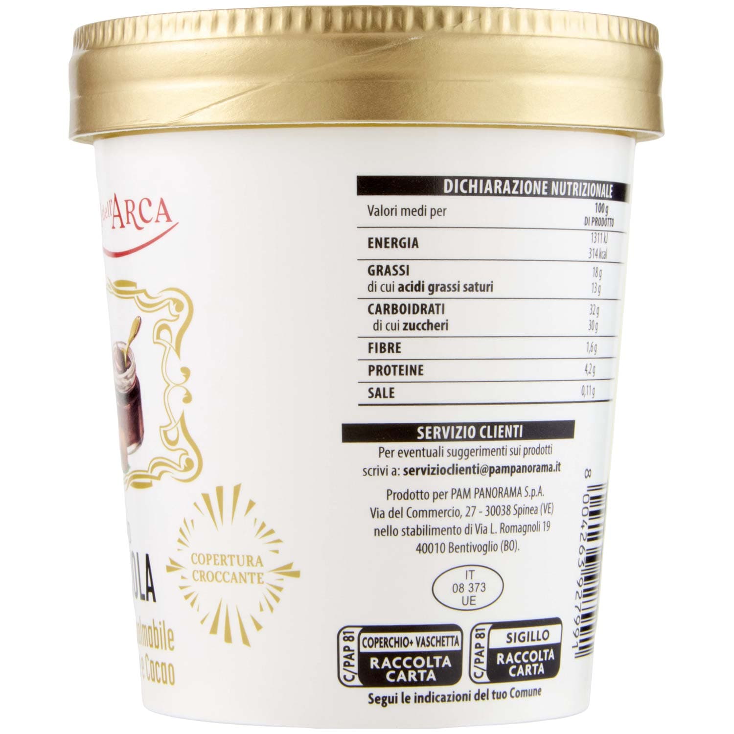 TESORI DELL'ARCA Gelato Nocciola con Crema Spalmabile alle Nocciole e Cacao 230 g – immagine 5