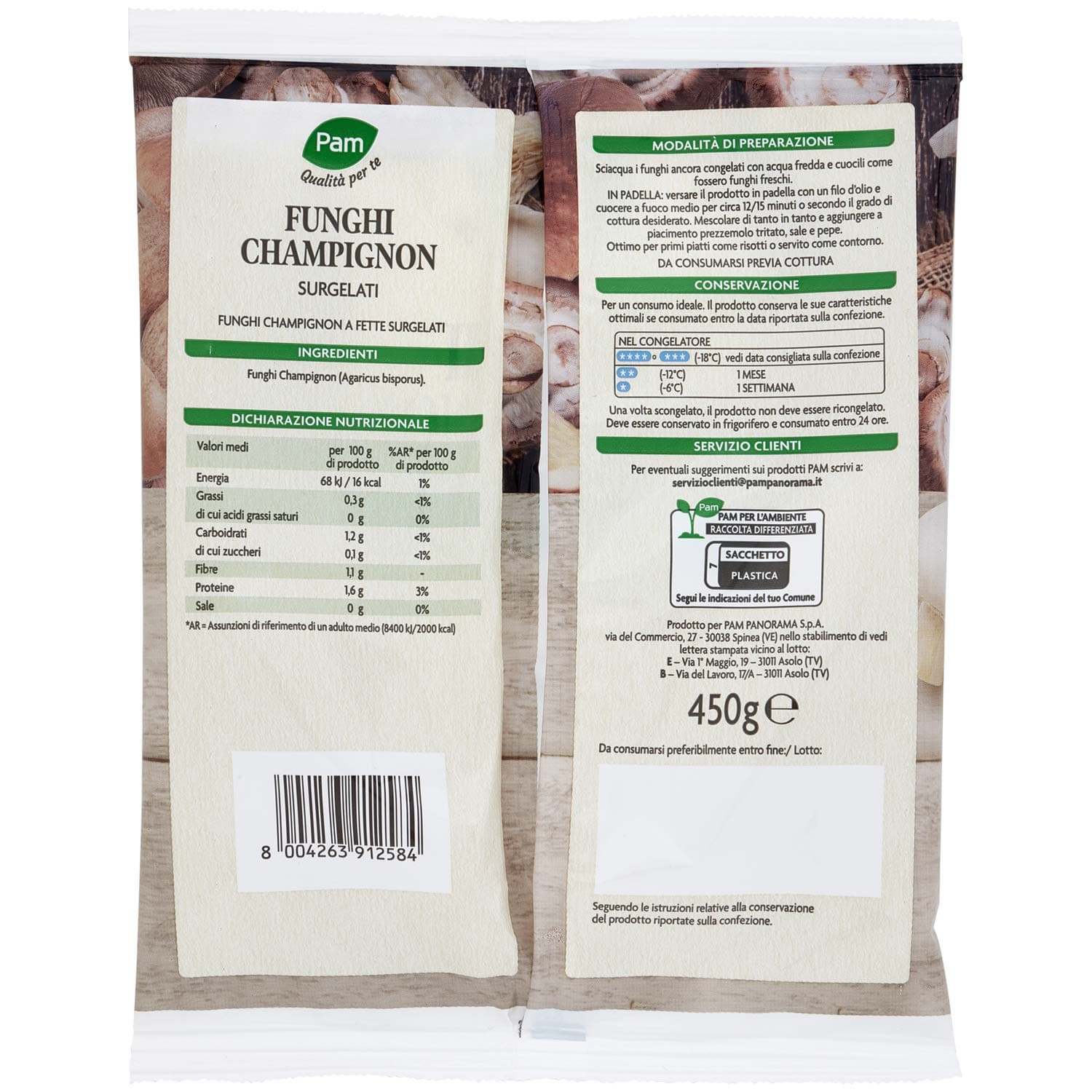 PAM Qualità per te Funghi Champignon a fette Surgelati 450 g – immagine 4