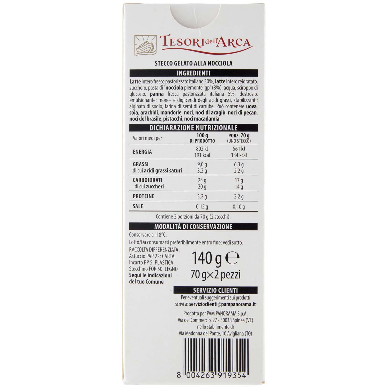 TESORI DELL'ARCA Stecco alla Nocciola solo con "Nocciola Piemonte IGP" 2 x 70 g – immagine 4