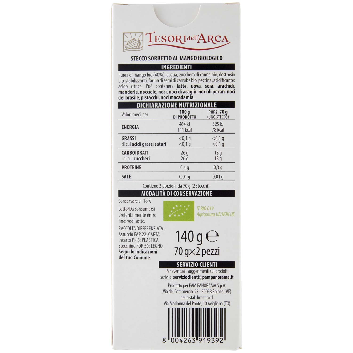 TESORI DELL'ARCA Stecco al Mango Biologico 2 x 70 g – immagine 4