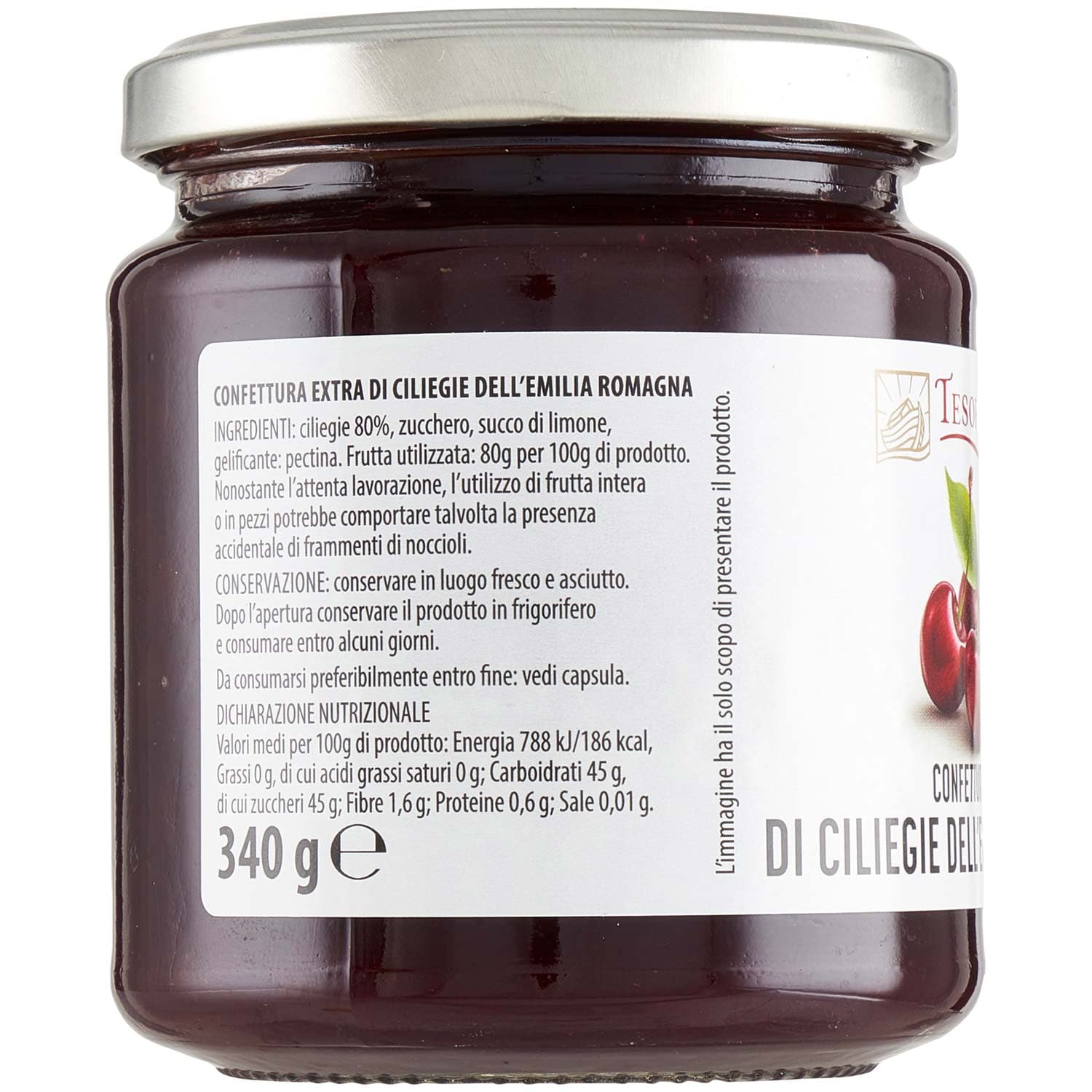 TESORI DELL'ARCA Confettura Extra di Ciliegie dell'Emilia Romagna 340 g – immagine 3