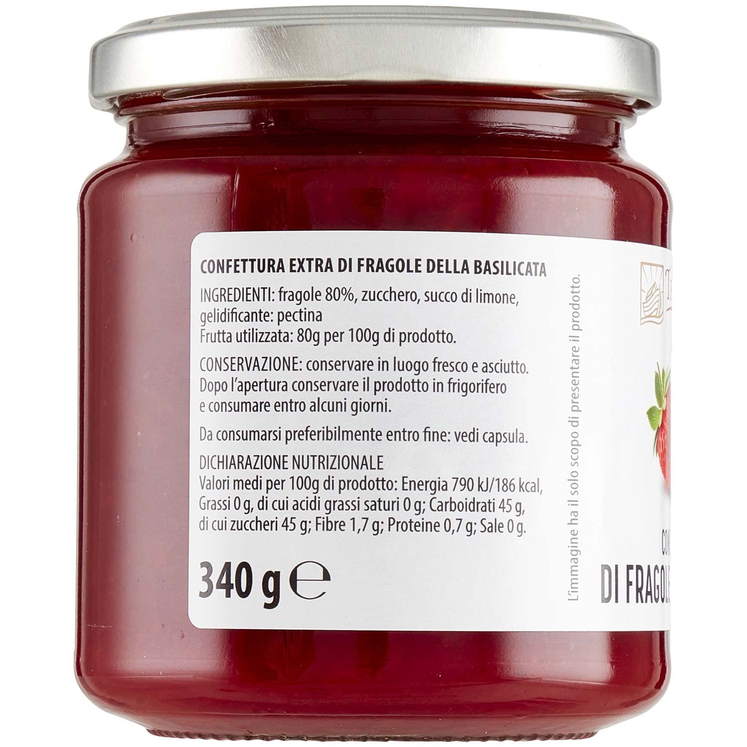 TESORI DELL'ARCA Confettura Extra di Fragole della Basilicata 340 g – immagine 3