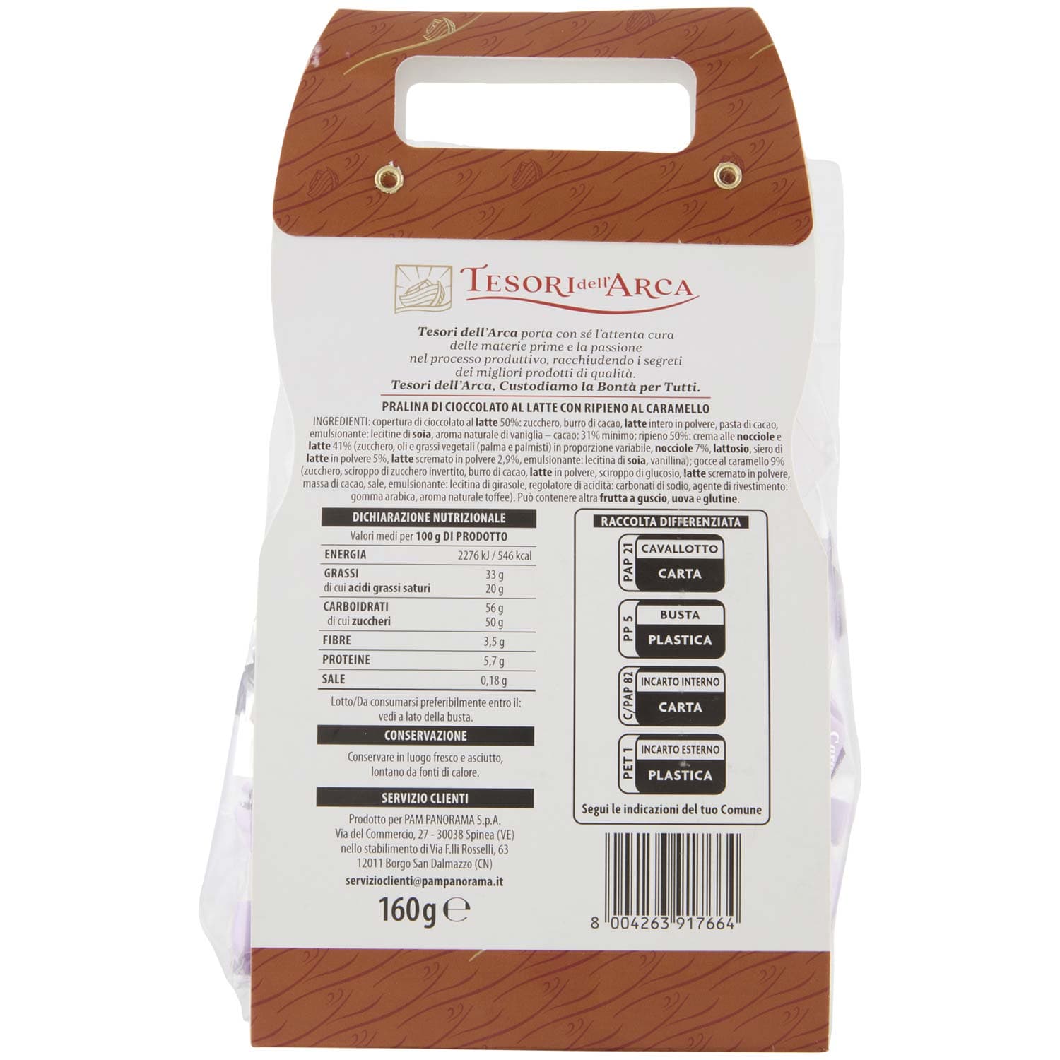 TESORI DELL'ARCA Praline di Cioccolato al Latte con ripieno al Caramello 160 g – immagine 4