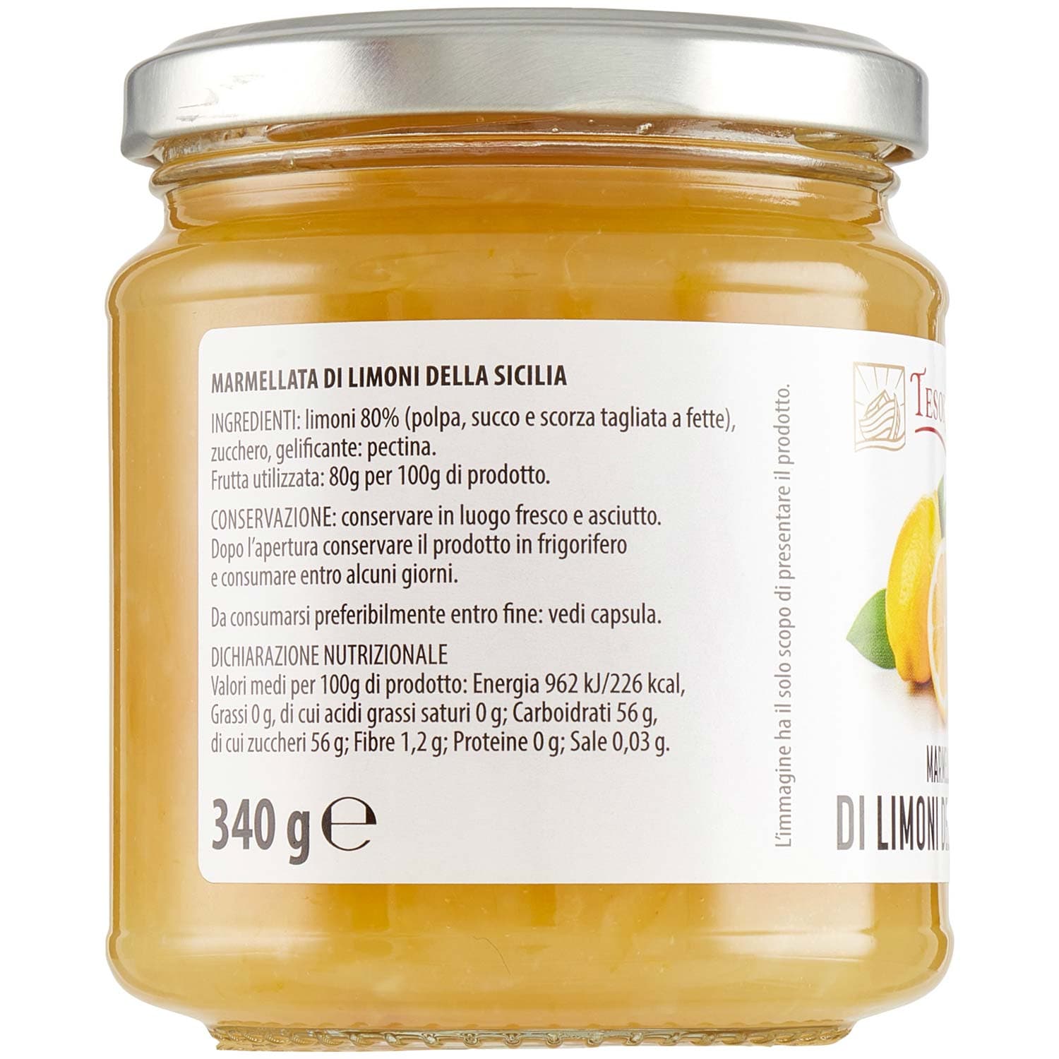 TESORI DELL'ARCA Marmellata di Limoni della Sicilia 340 g – immagine 3