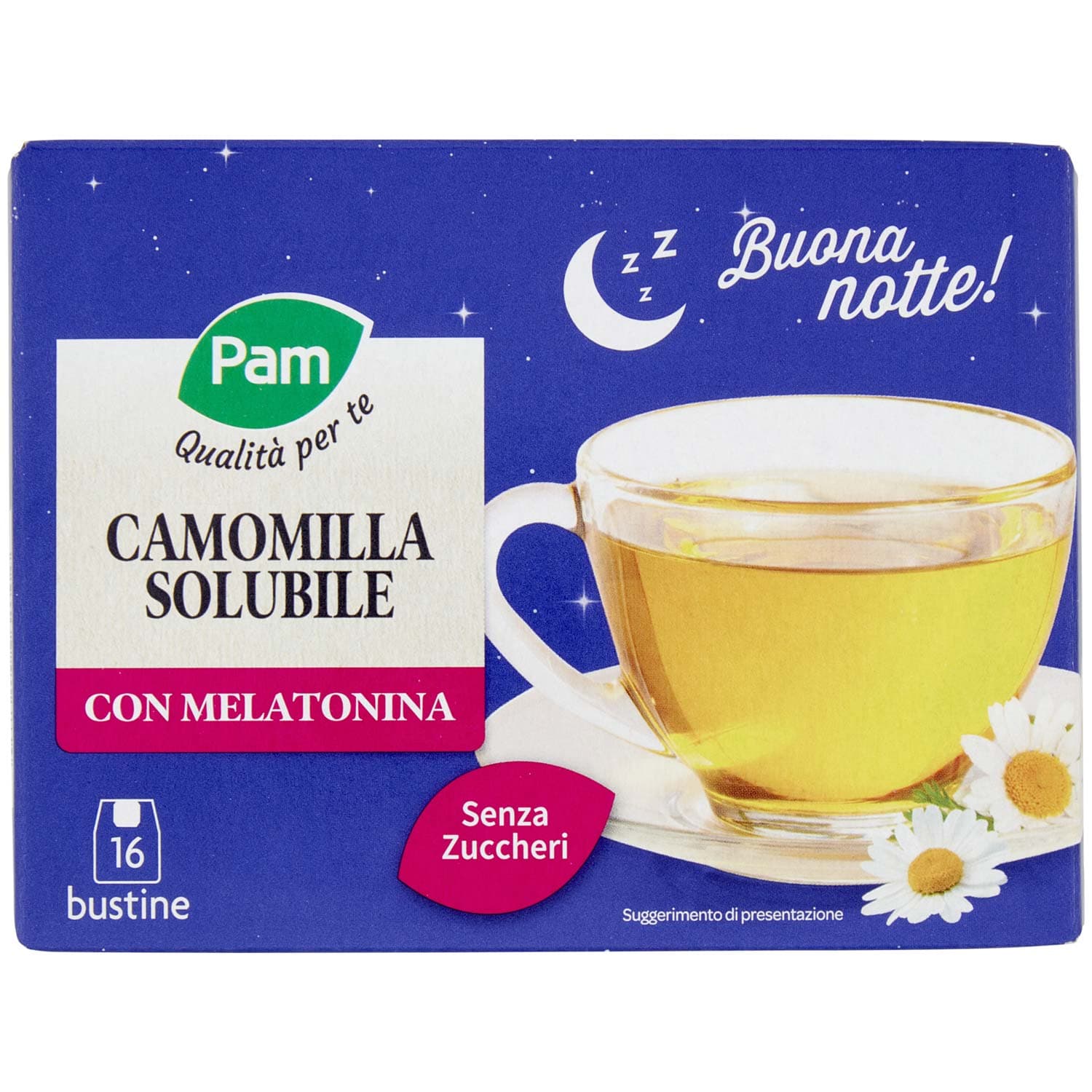 PAM Qualità per te Camomilla Solubile con Melatonina Bustine 16 x 4 g – immagine 2