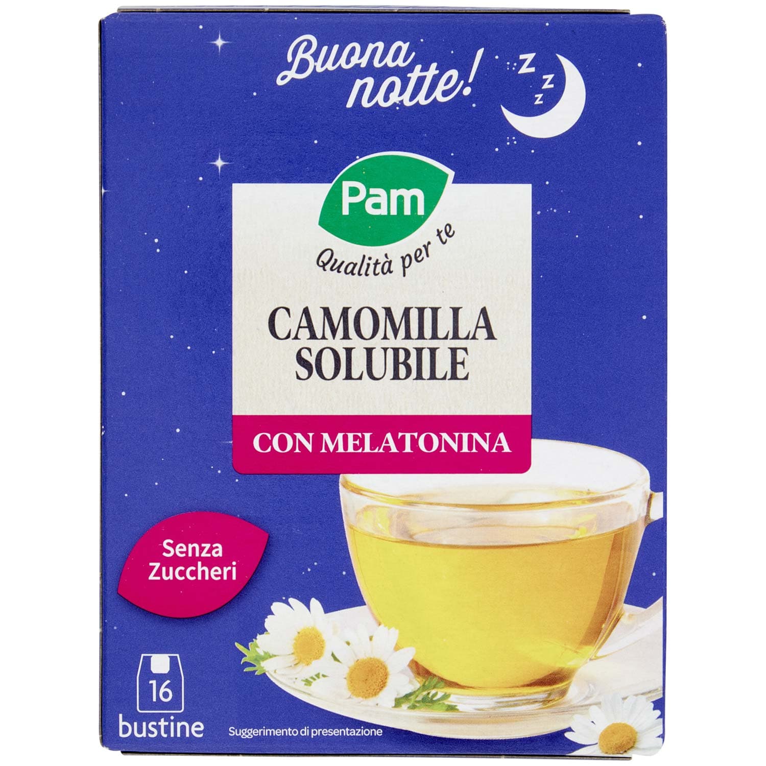 PAM Qualità per te Camomilla Solubile con Melatonina Bustine 16 x 4 g – immagine 4