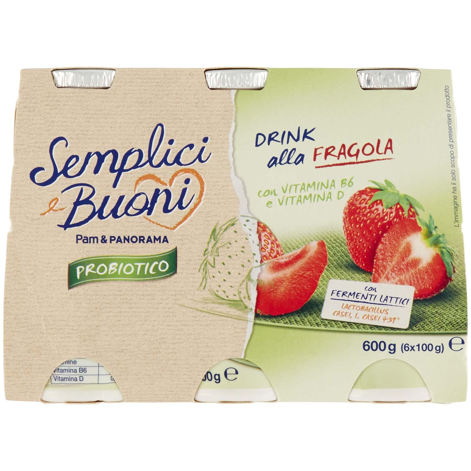 SEMPLICI E BUONI Probiotico Drink alla Fragola 600g (100g x 6) – immagine 2