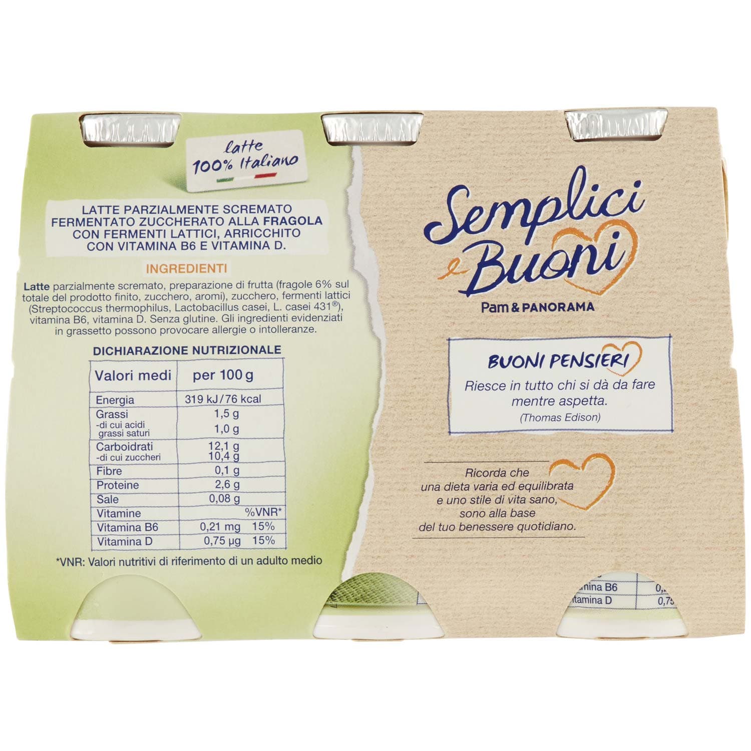 SEMPLICI E BUONI Probiotico Drink alla Fragola 600g (100g x 6) – immagine 4